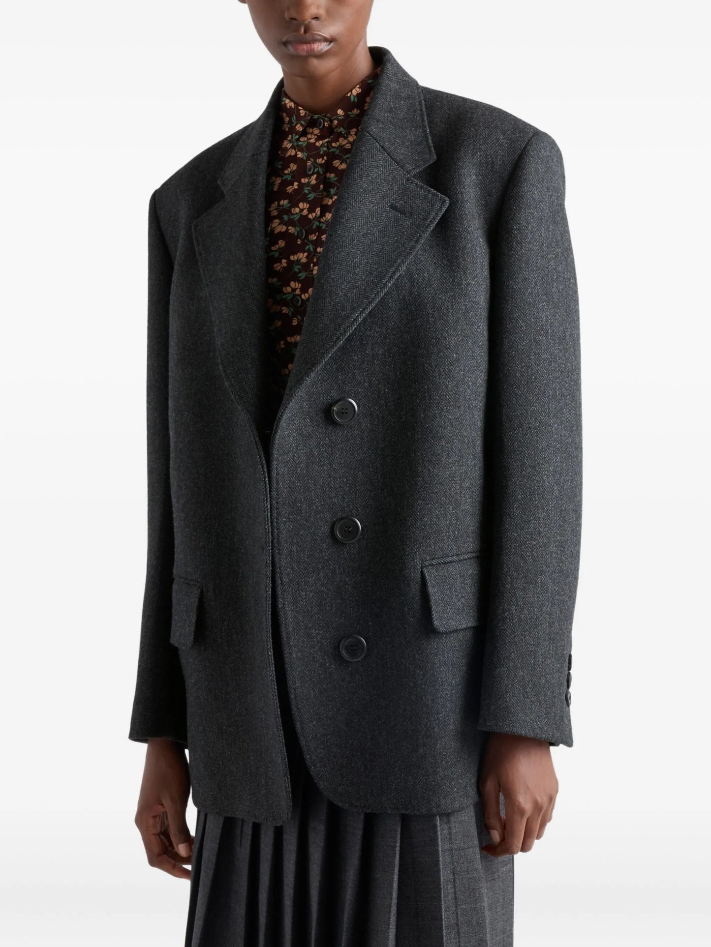 button chevron-pattern jacket