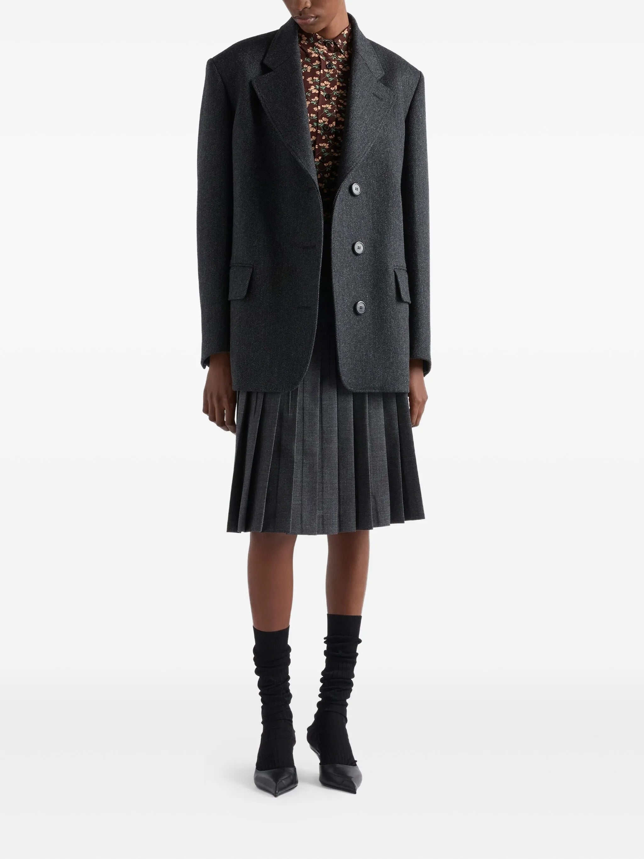 button chevron-pattern jacket
