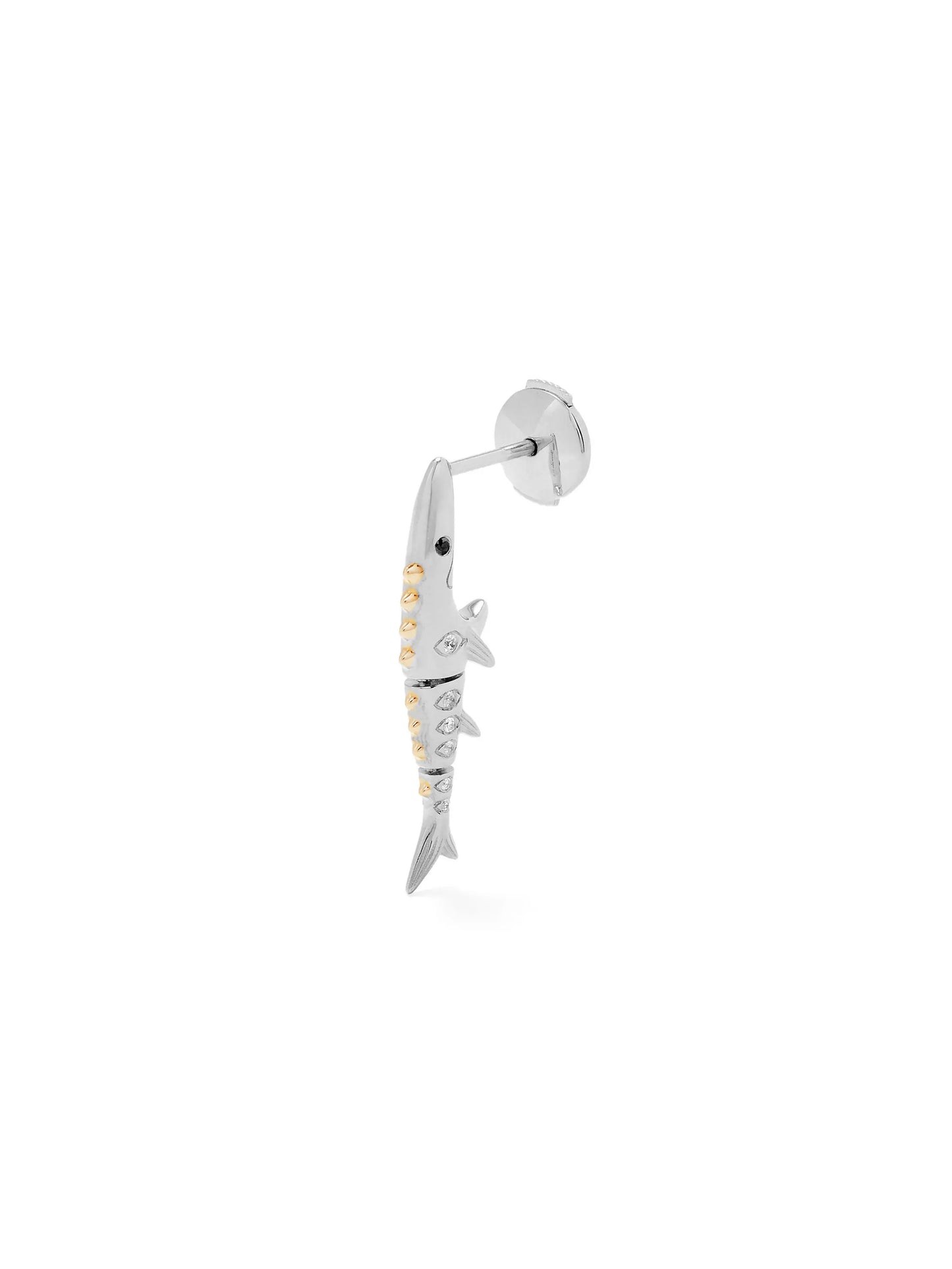 Fish diamond stud earring