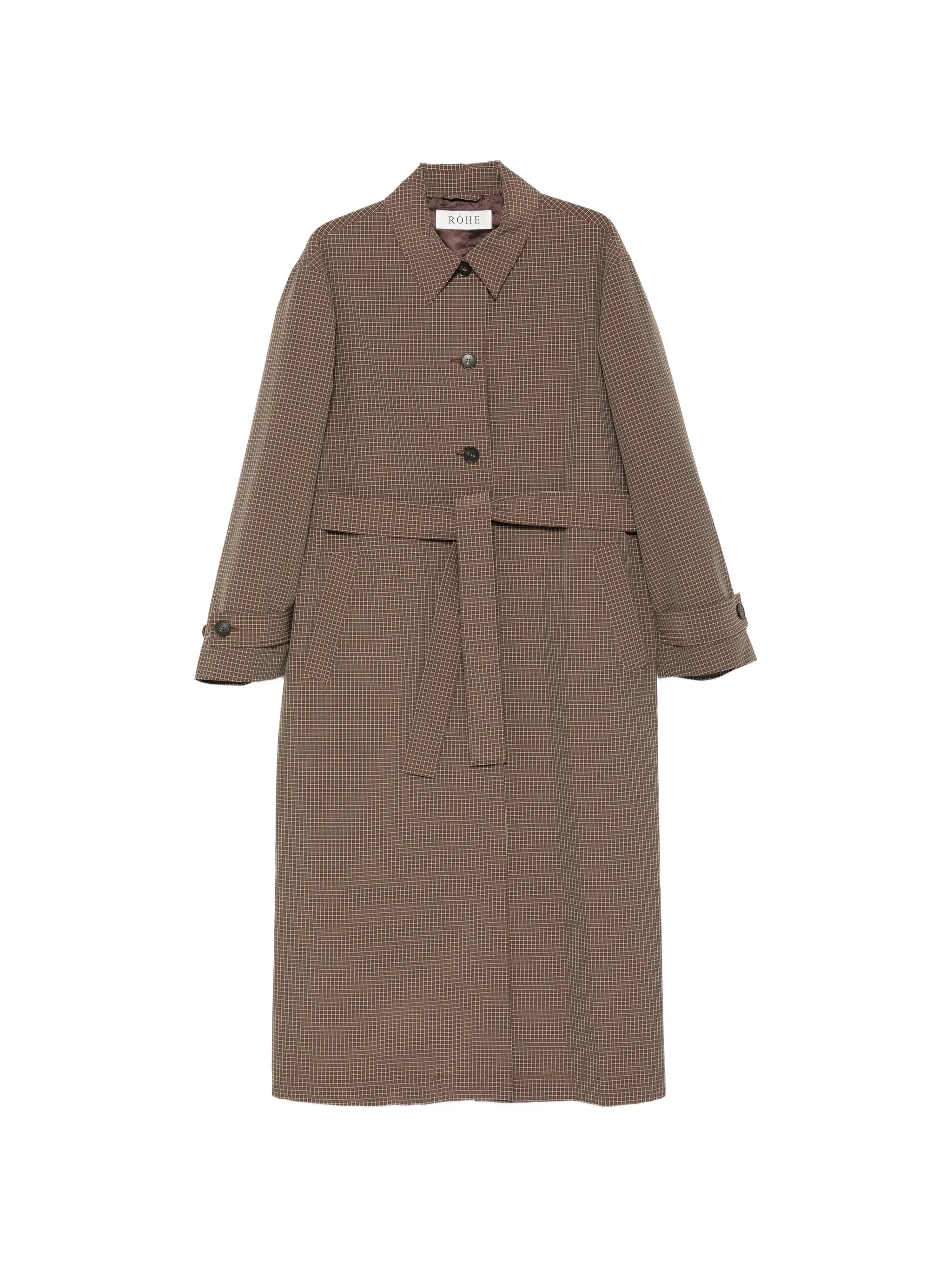 belted check coat