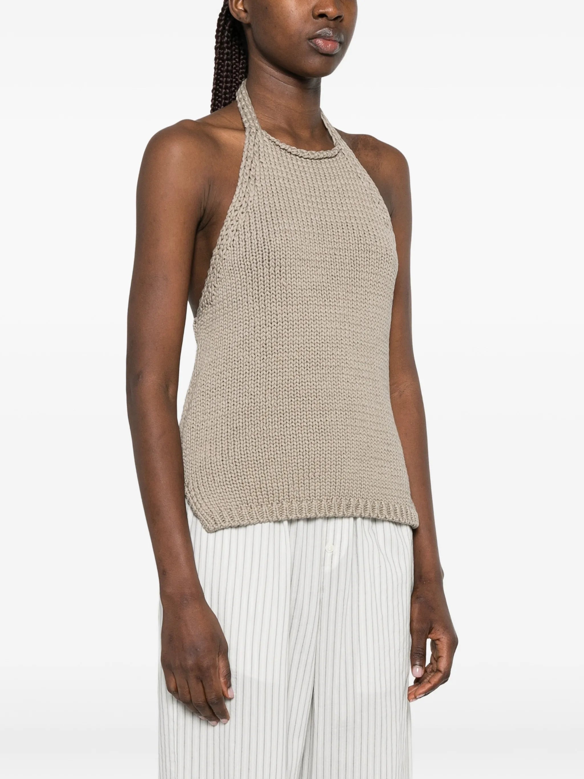 chunky-knit halter top