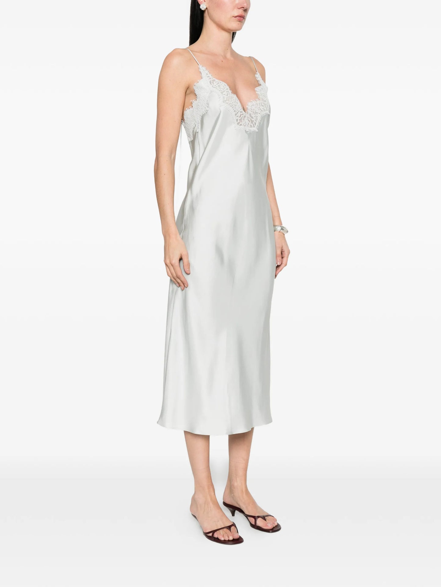 silk lace-trim dress