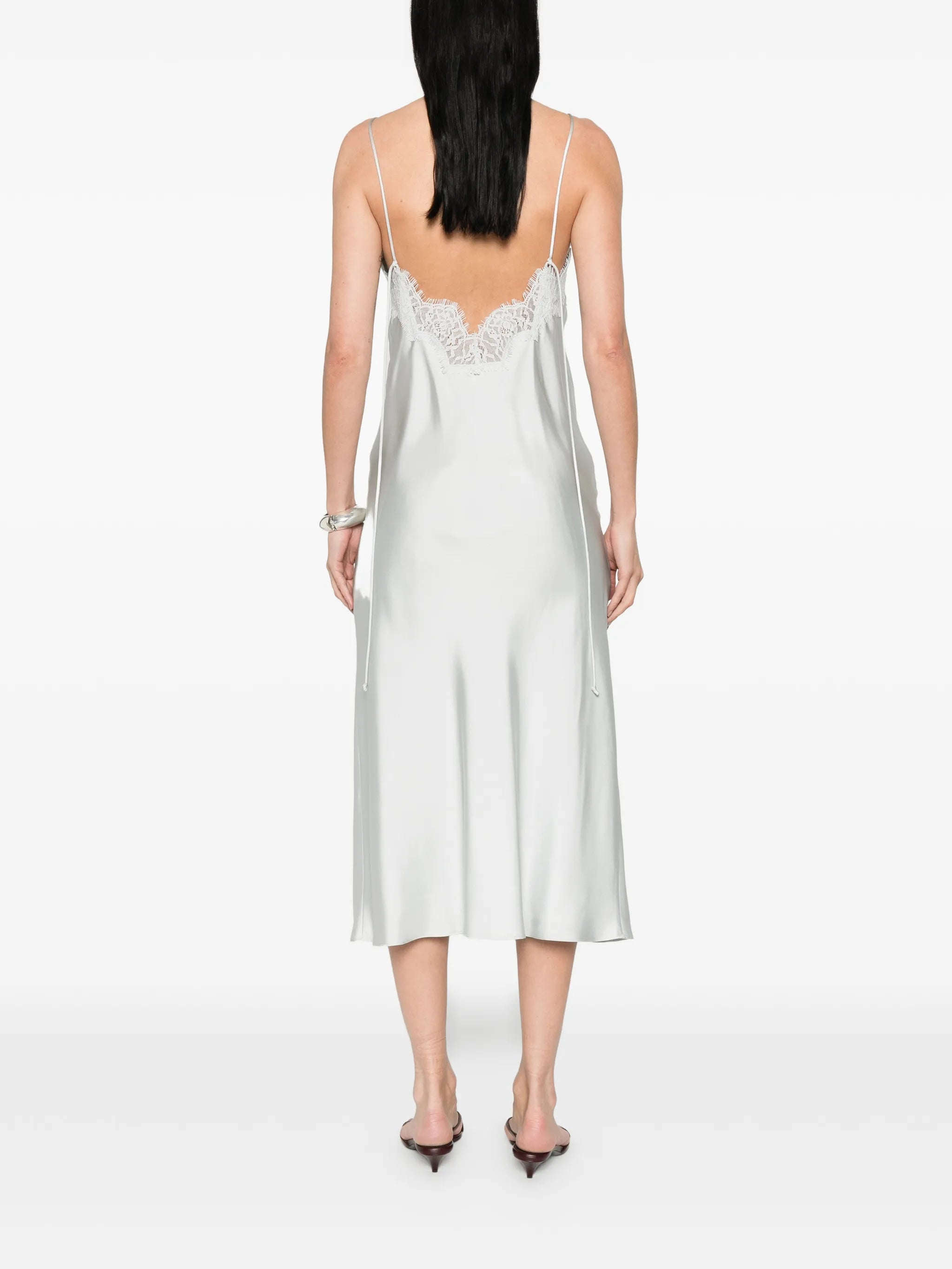 silk lace-trim dress