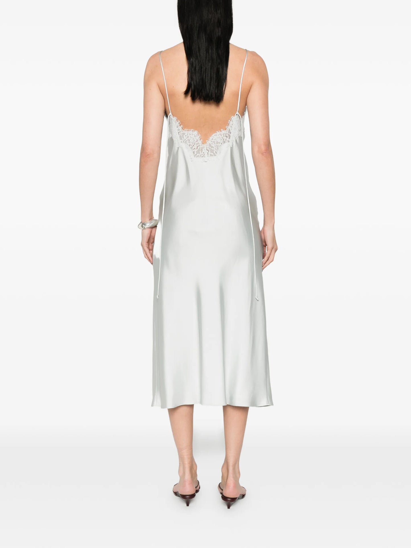 silk lace-trim dress