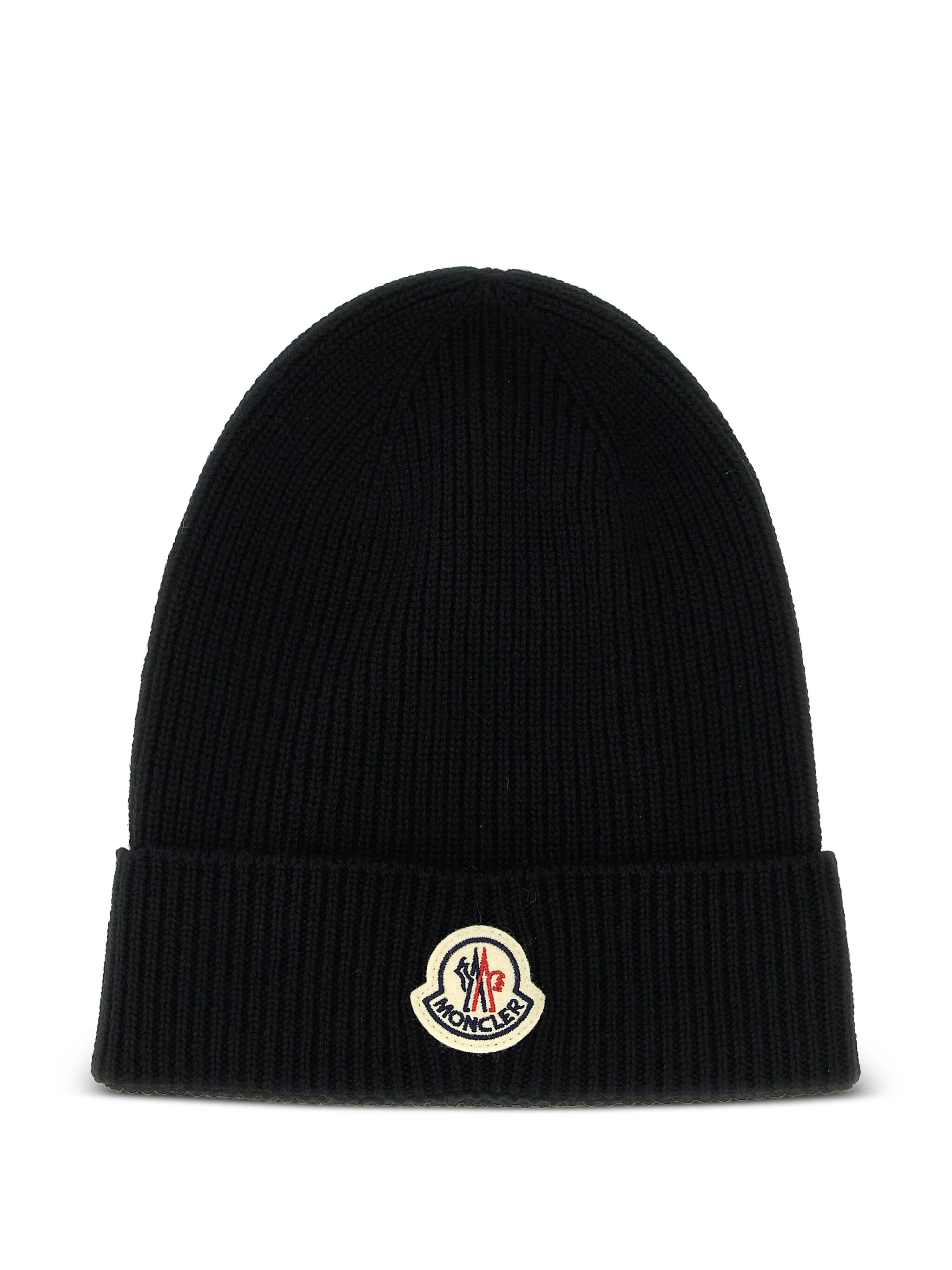 logo-patch ribbed-knit beanie hat