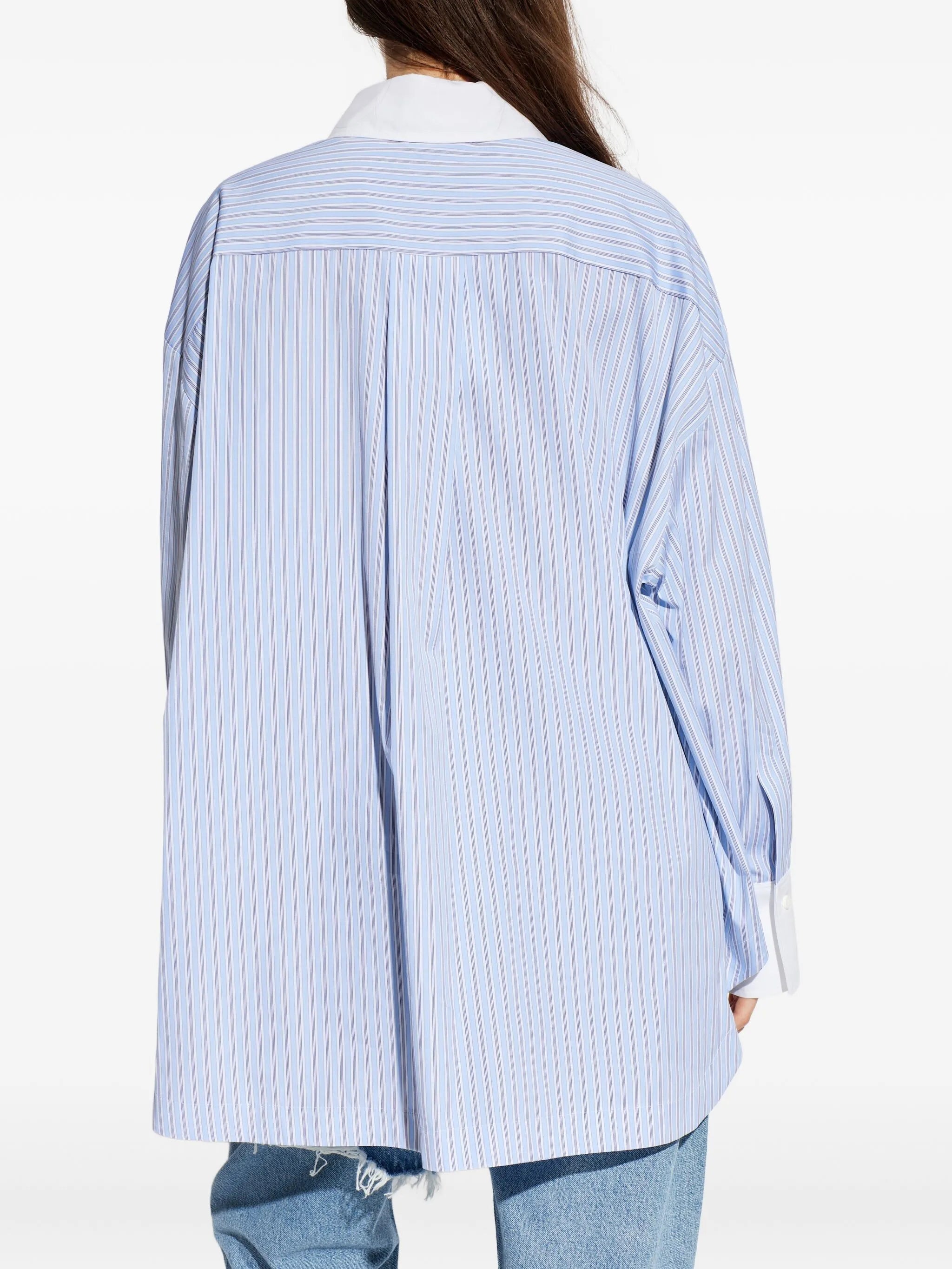 striped logo-embroidered shirt