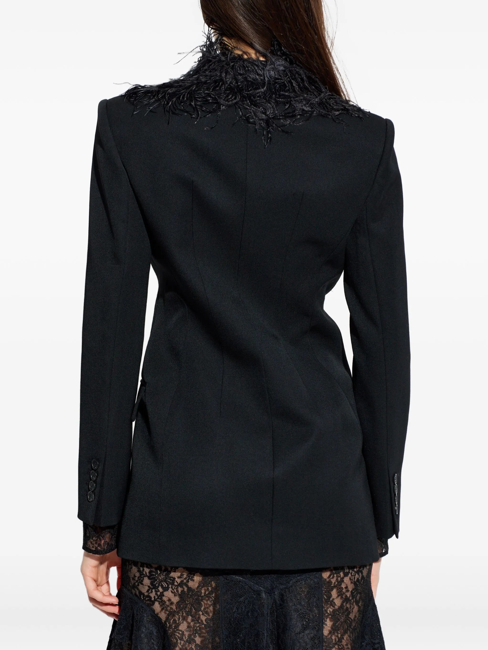 feather trim blazer