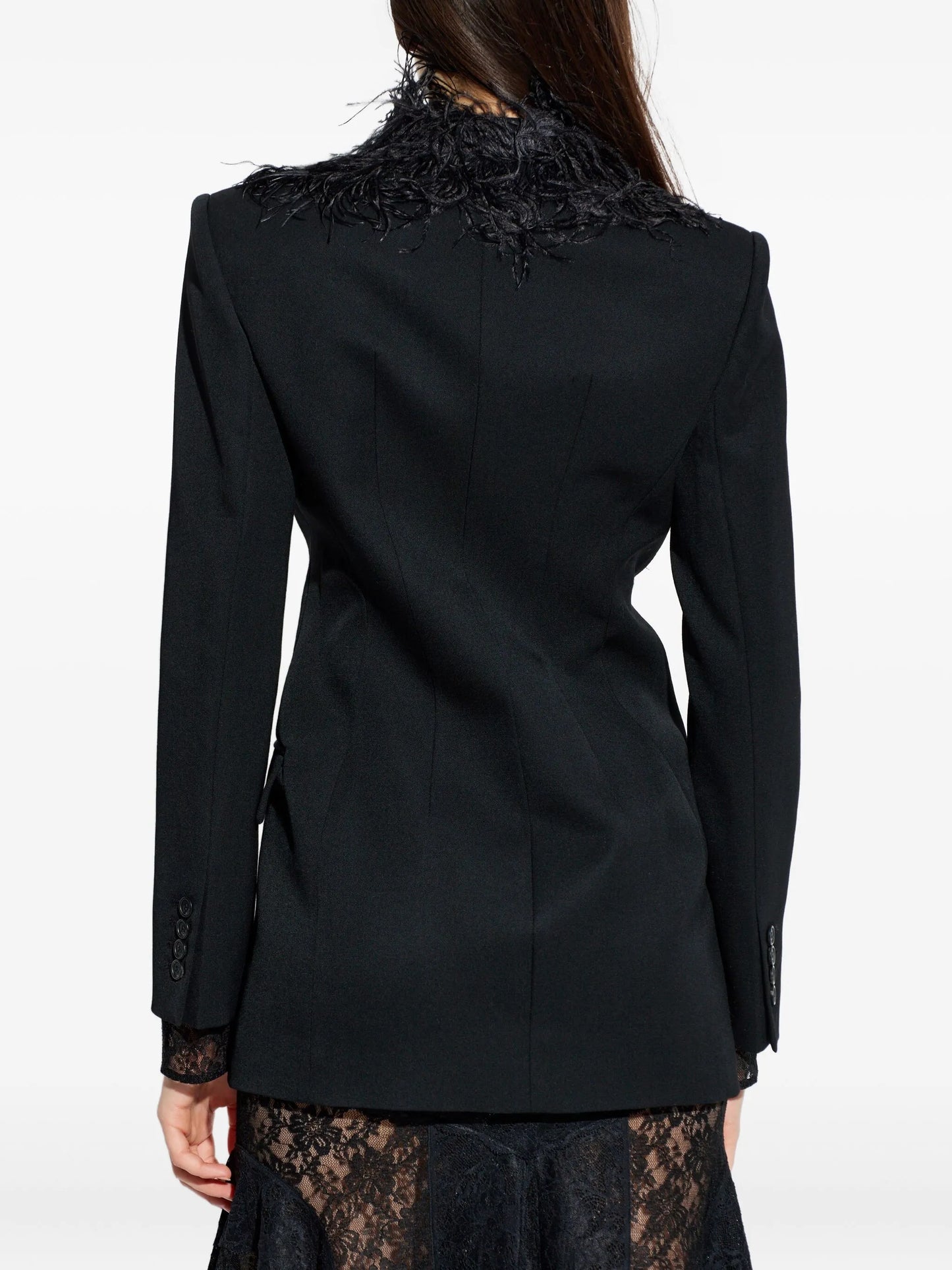 feather trim blazer