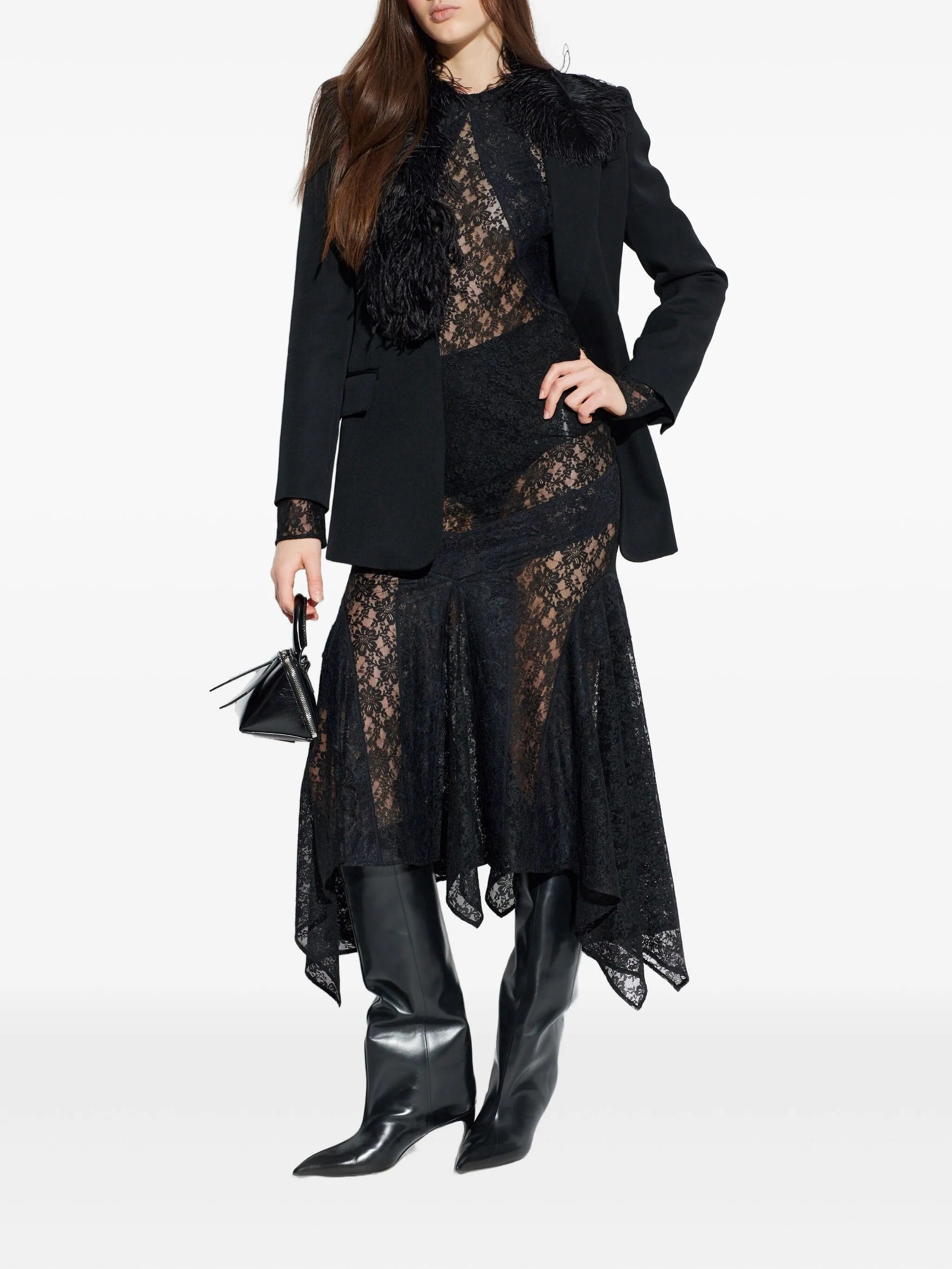 feather trim blazer