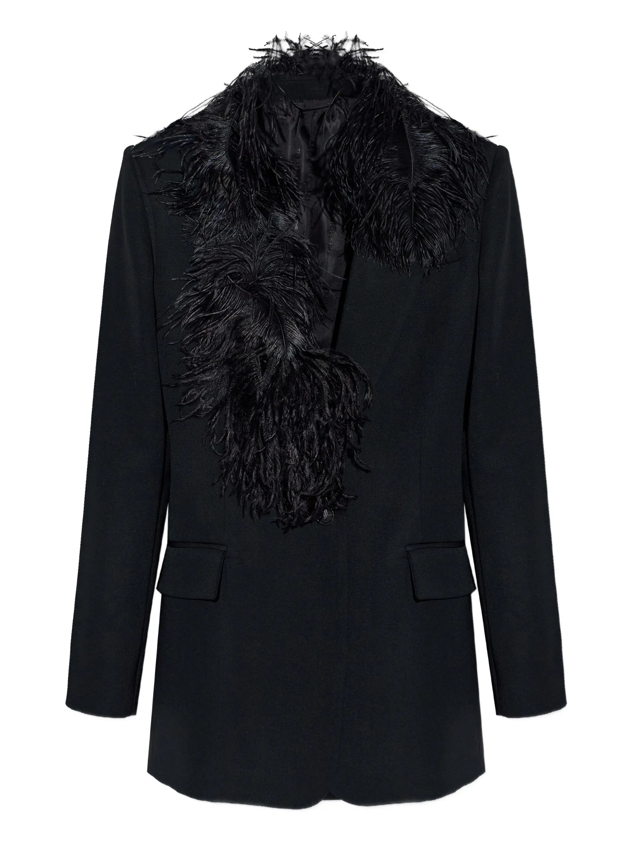 feather trim blazer