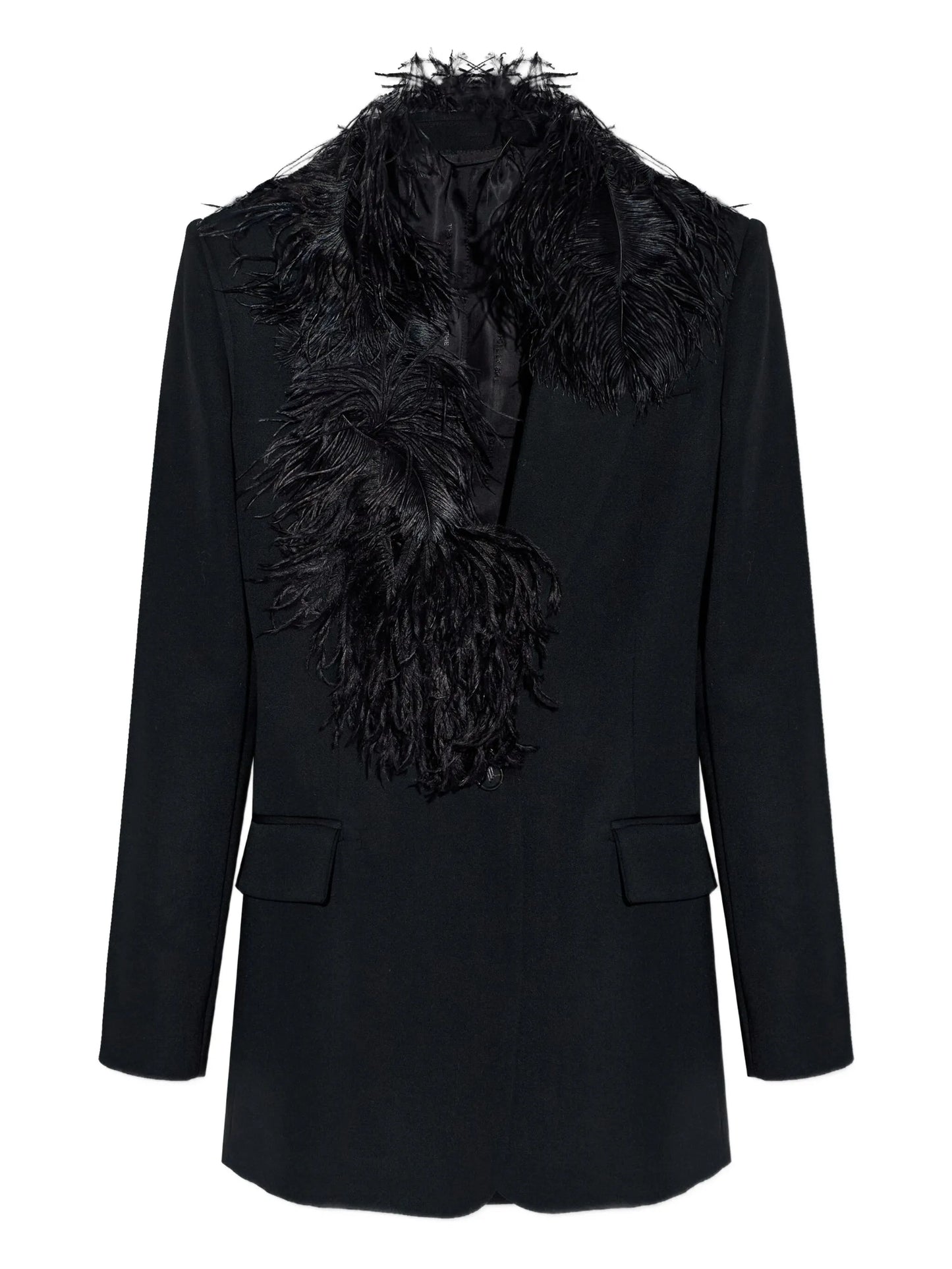 feather trim blazer