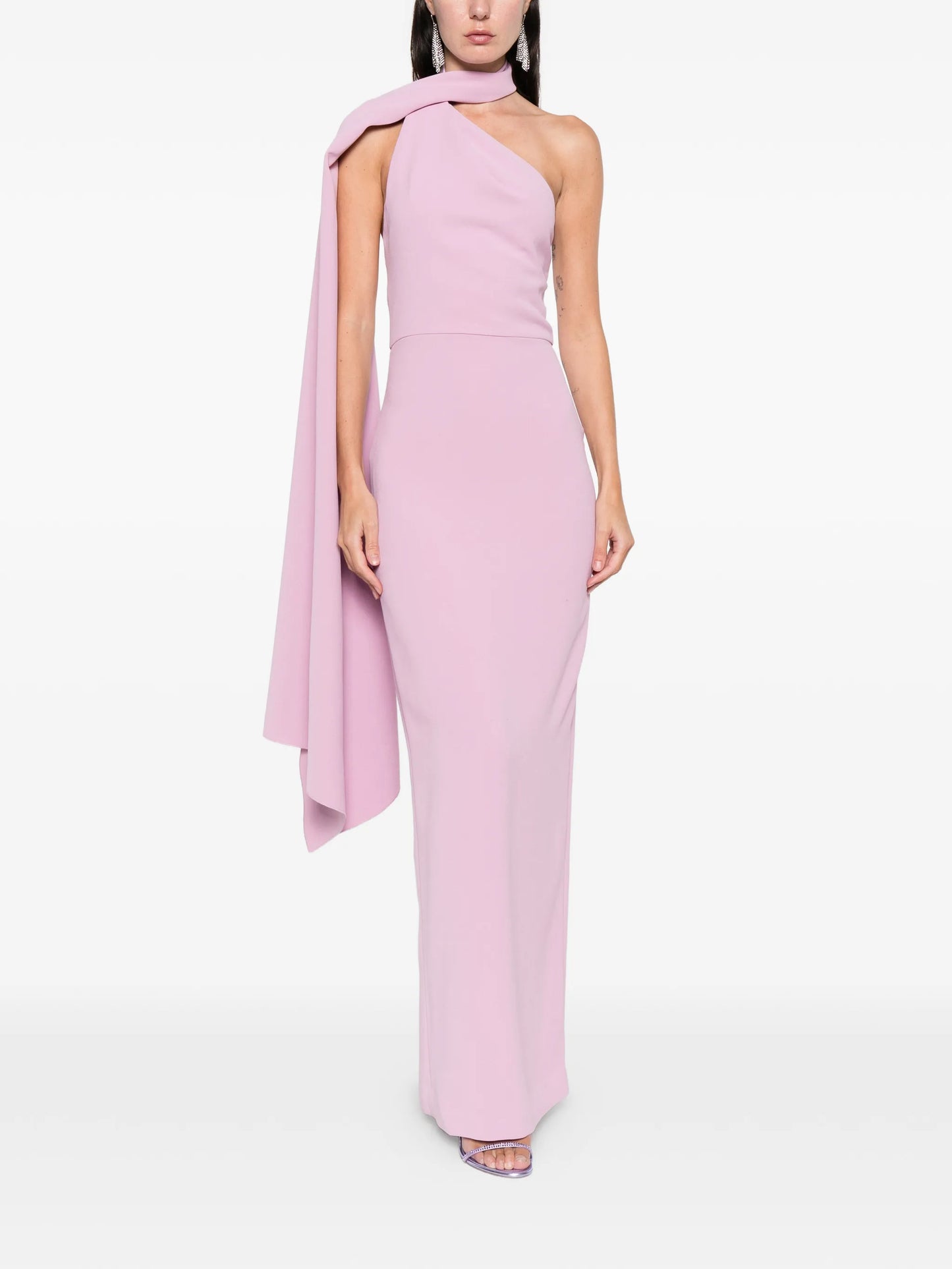 one-shoulder drape dress