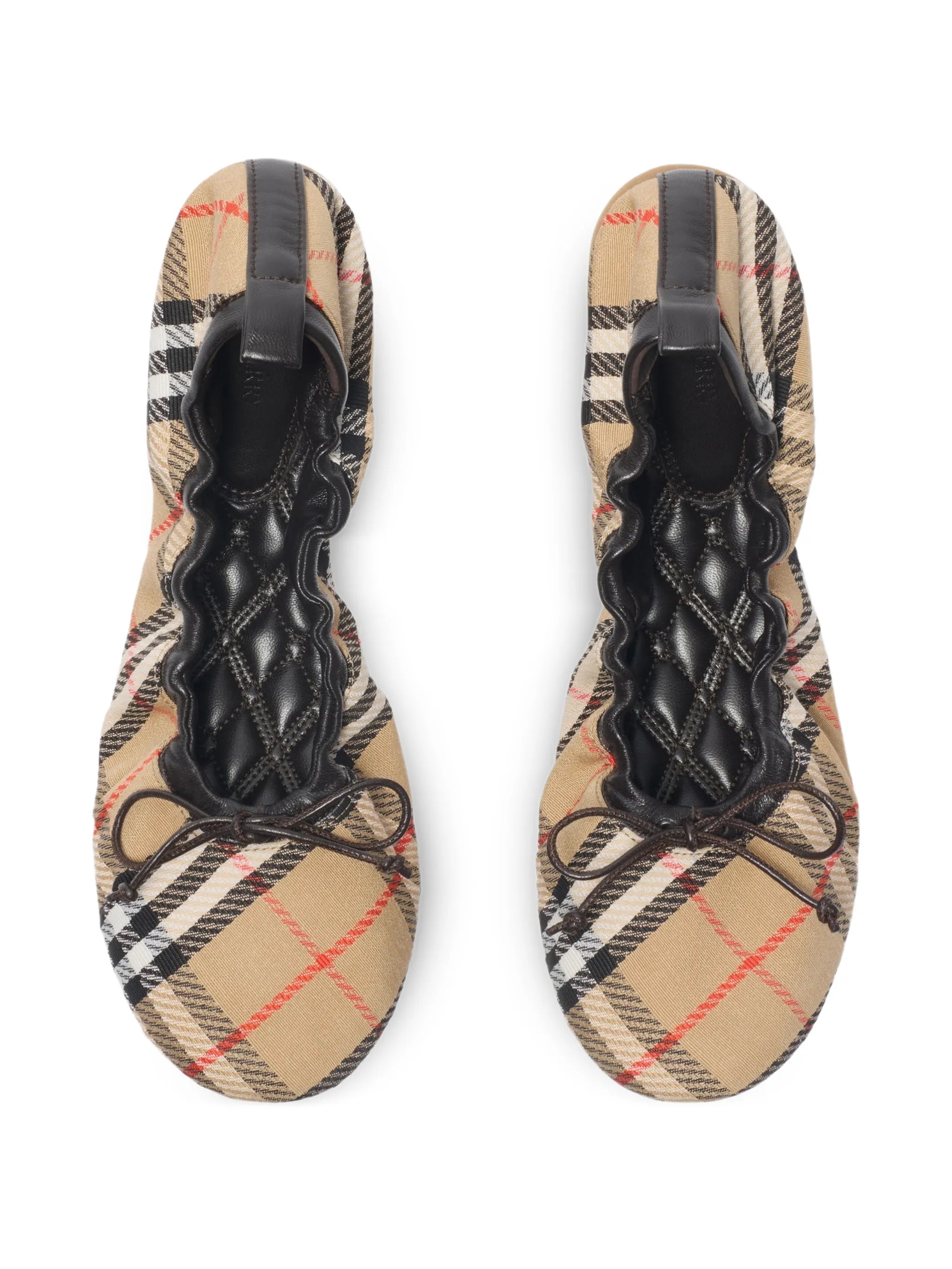 Fawn check bow ballet flats