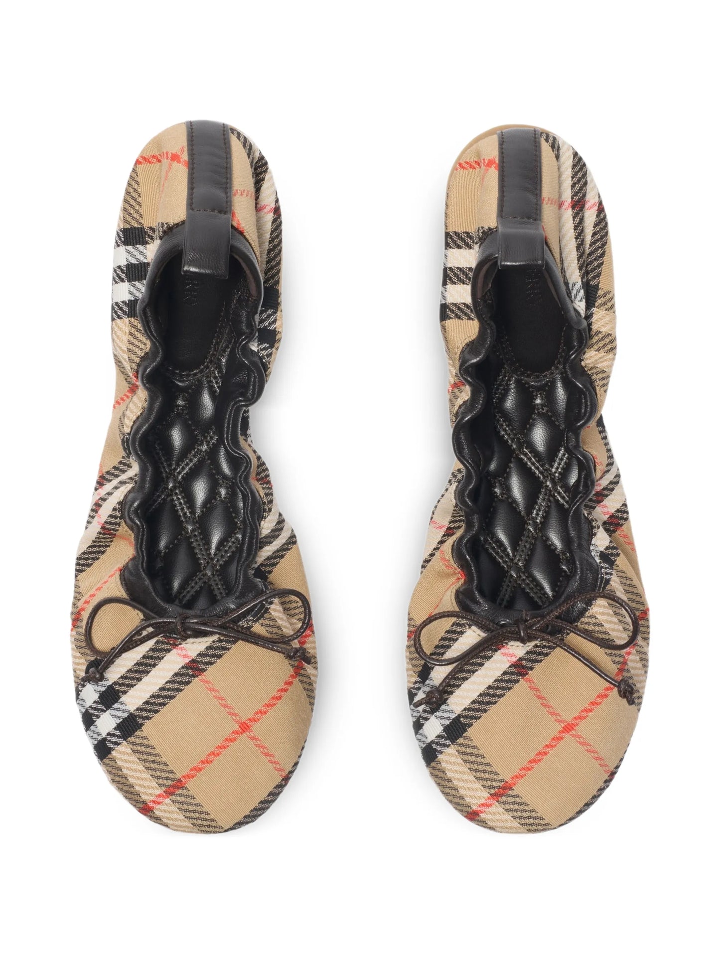 Fawn check bow ballet flats