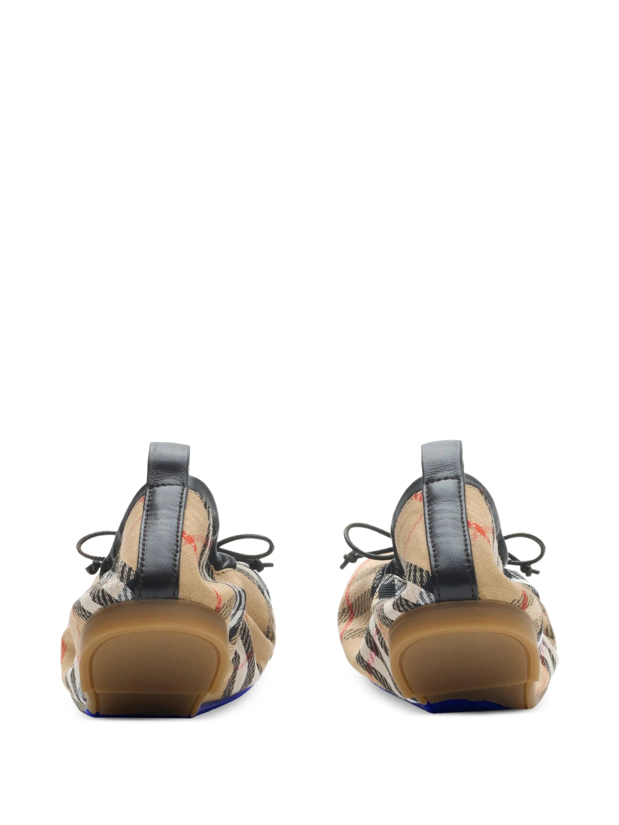 Fawn check bow ballet flats