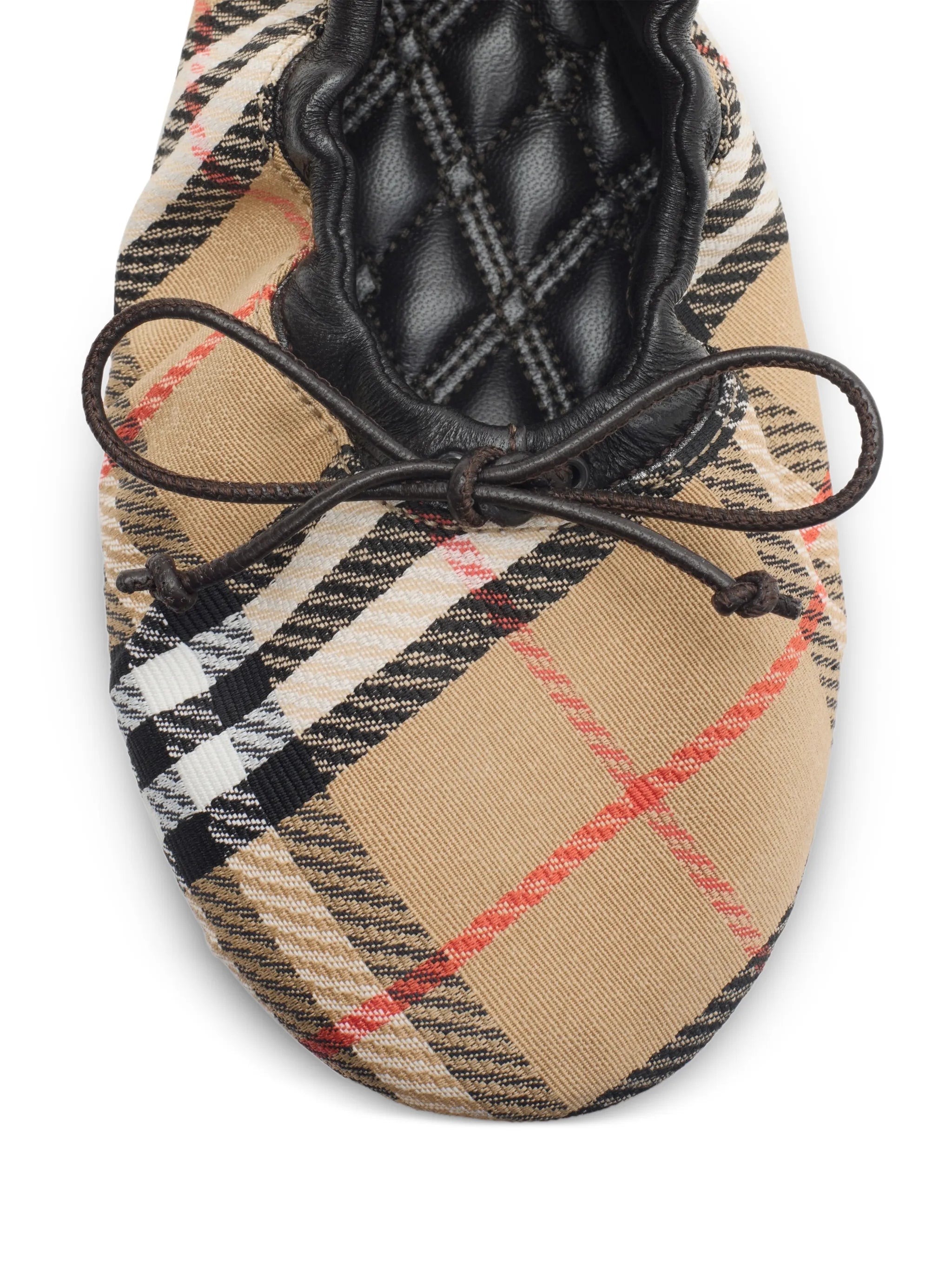 Fawn check bow ballet flats