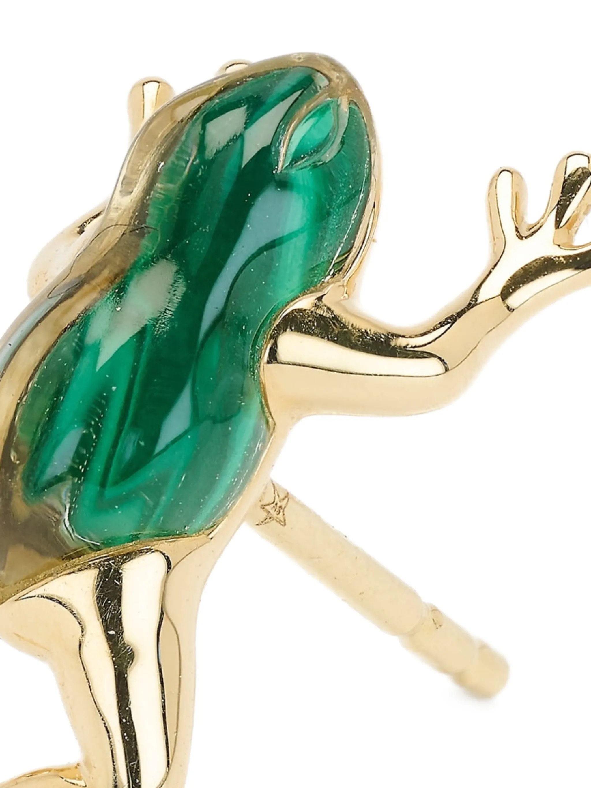 mini frog stud malachite and quartz earring
