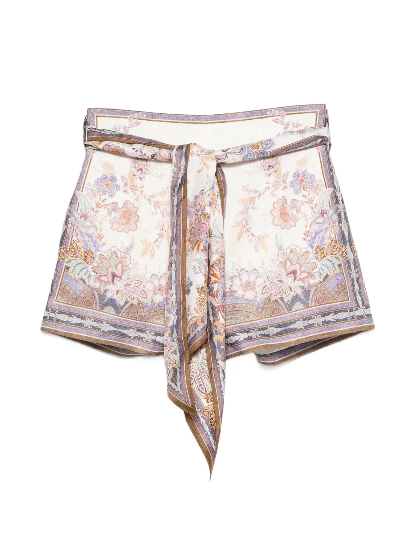 Luna floral-print belted mini shorts