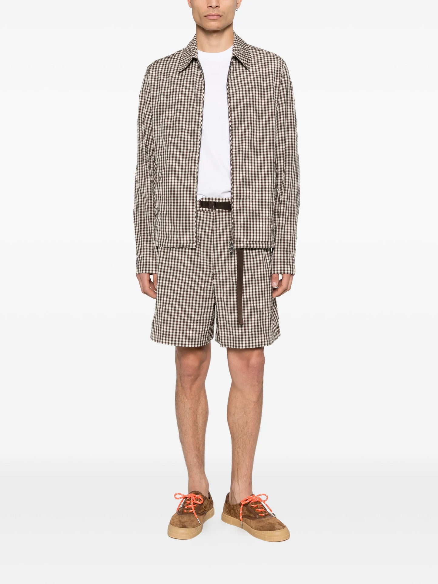 checked belt shorts