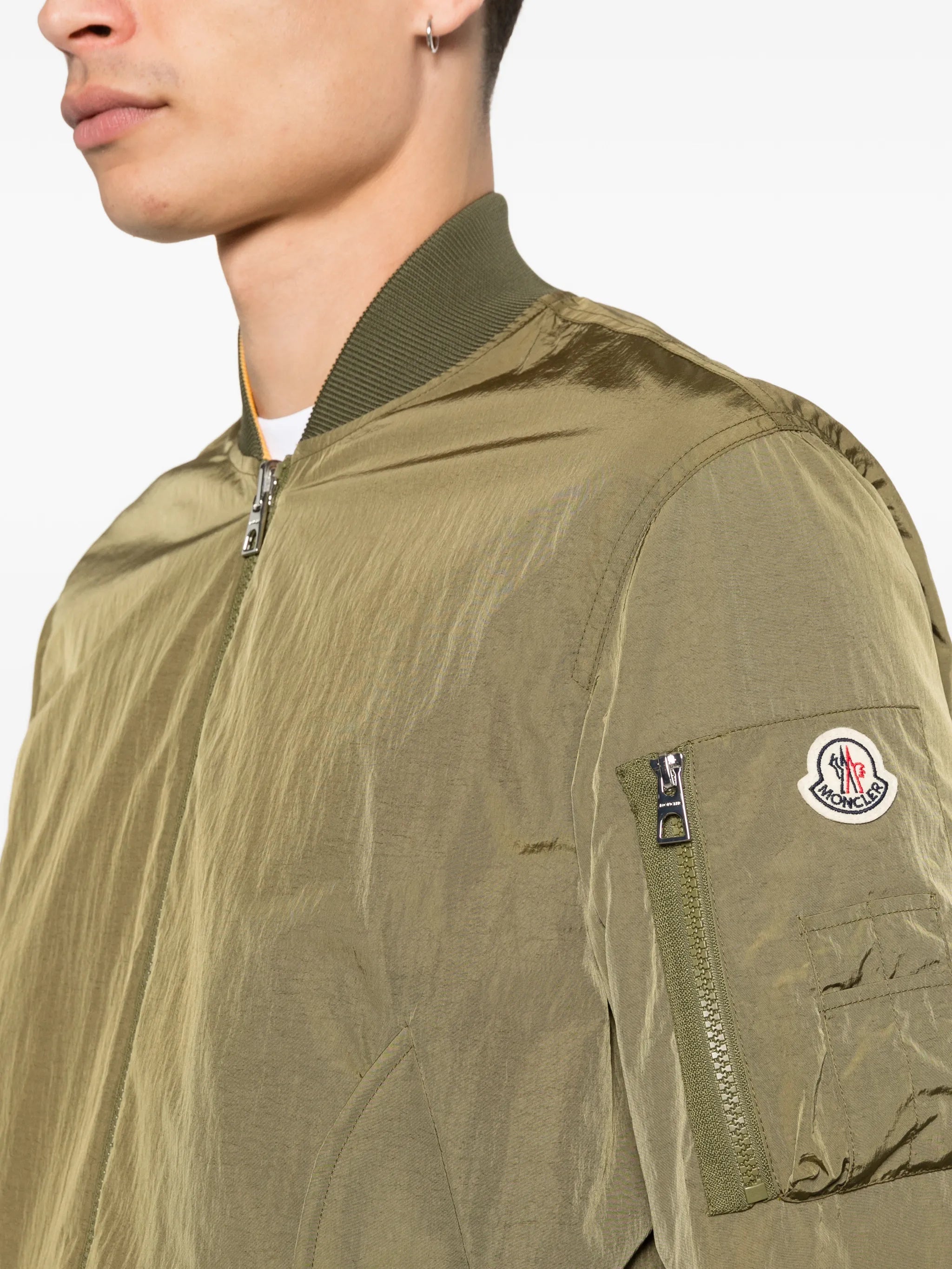 reversible logo-patch bomber jacket