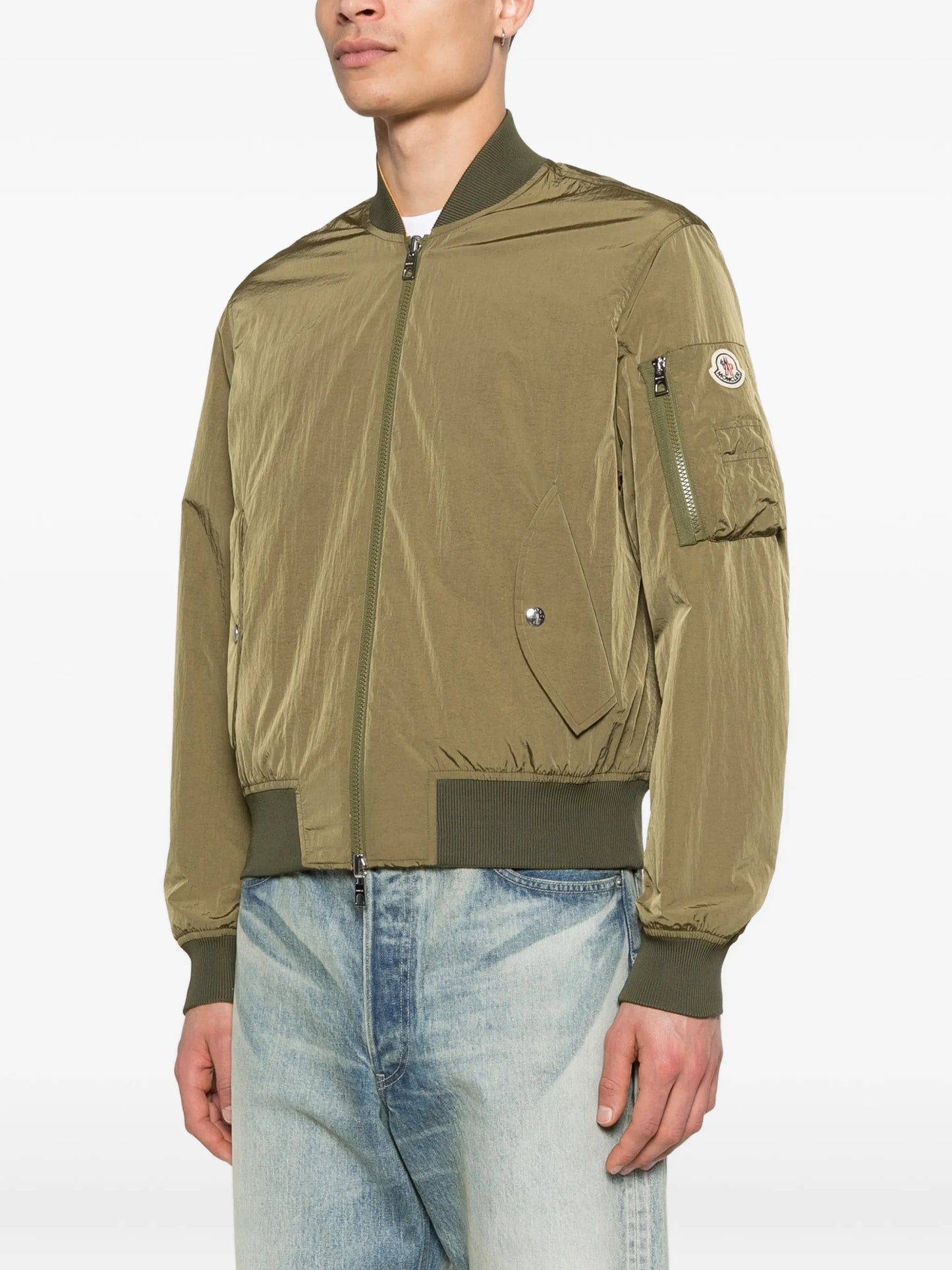 reversible logo-patch bomber jacket