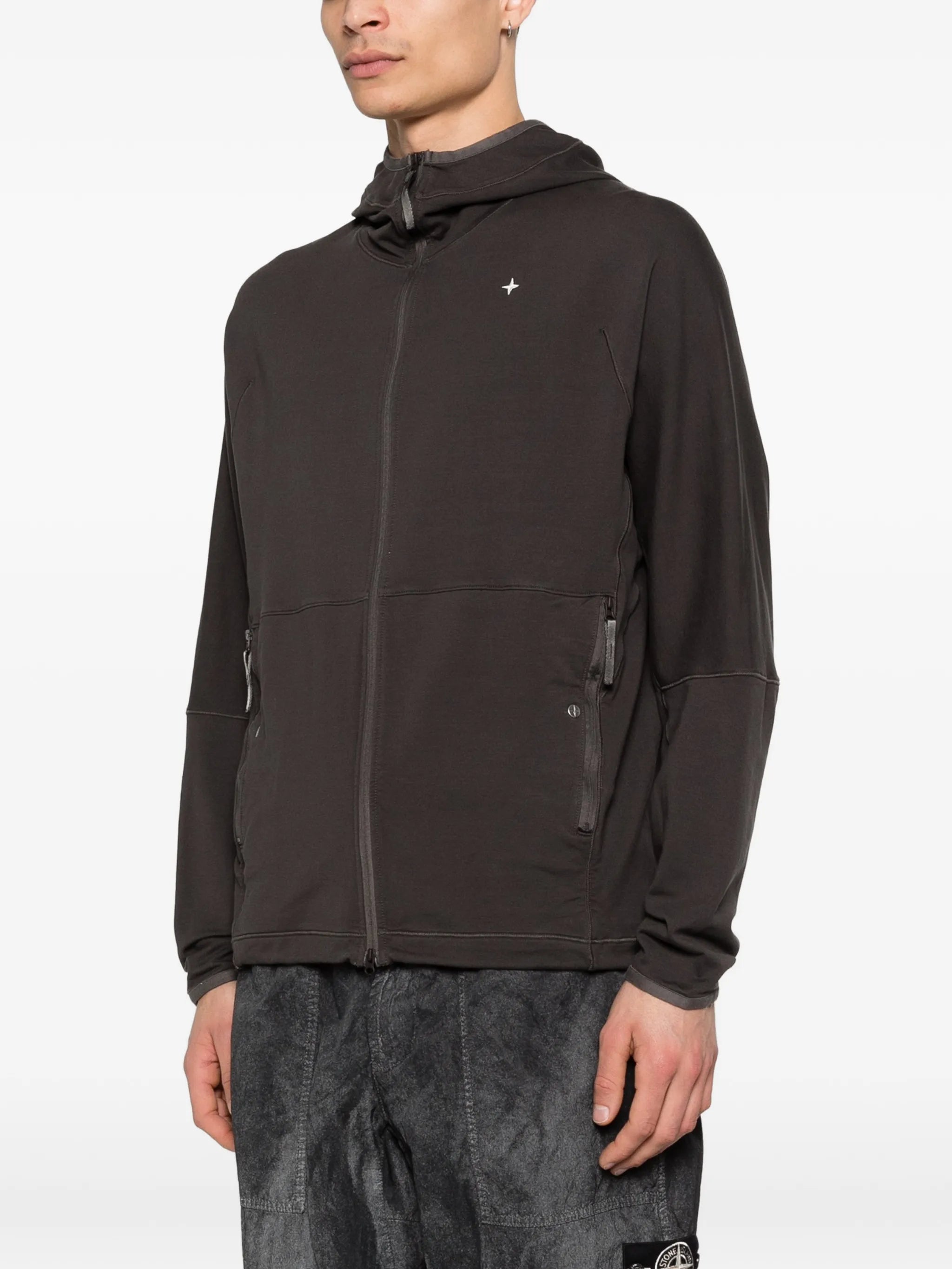 zip-up hooded sweatshirt