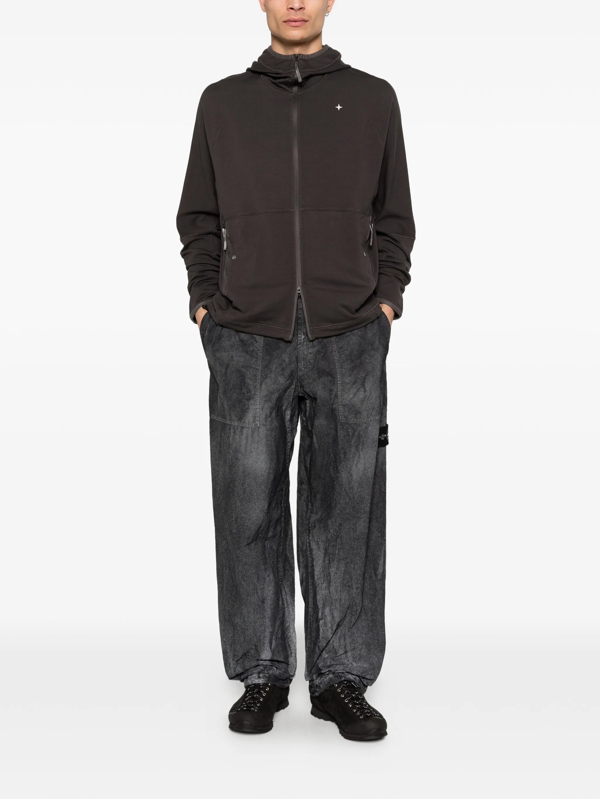 zip-up hooded sweatshirt