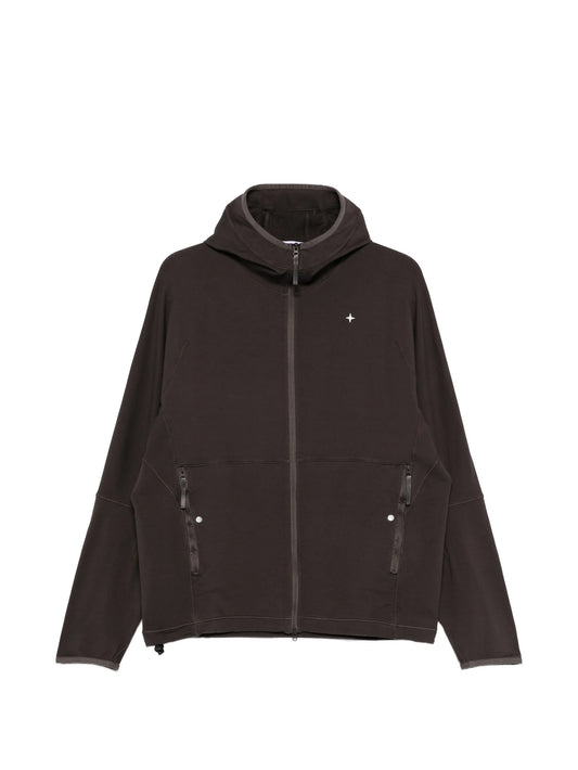 zip-up hooded sweatshirt