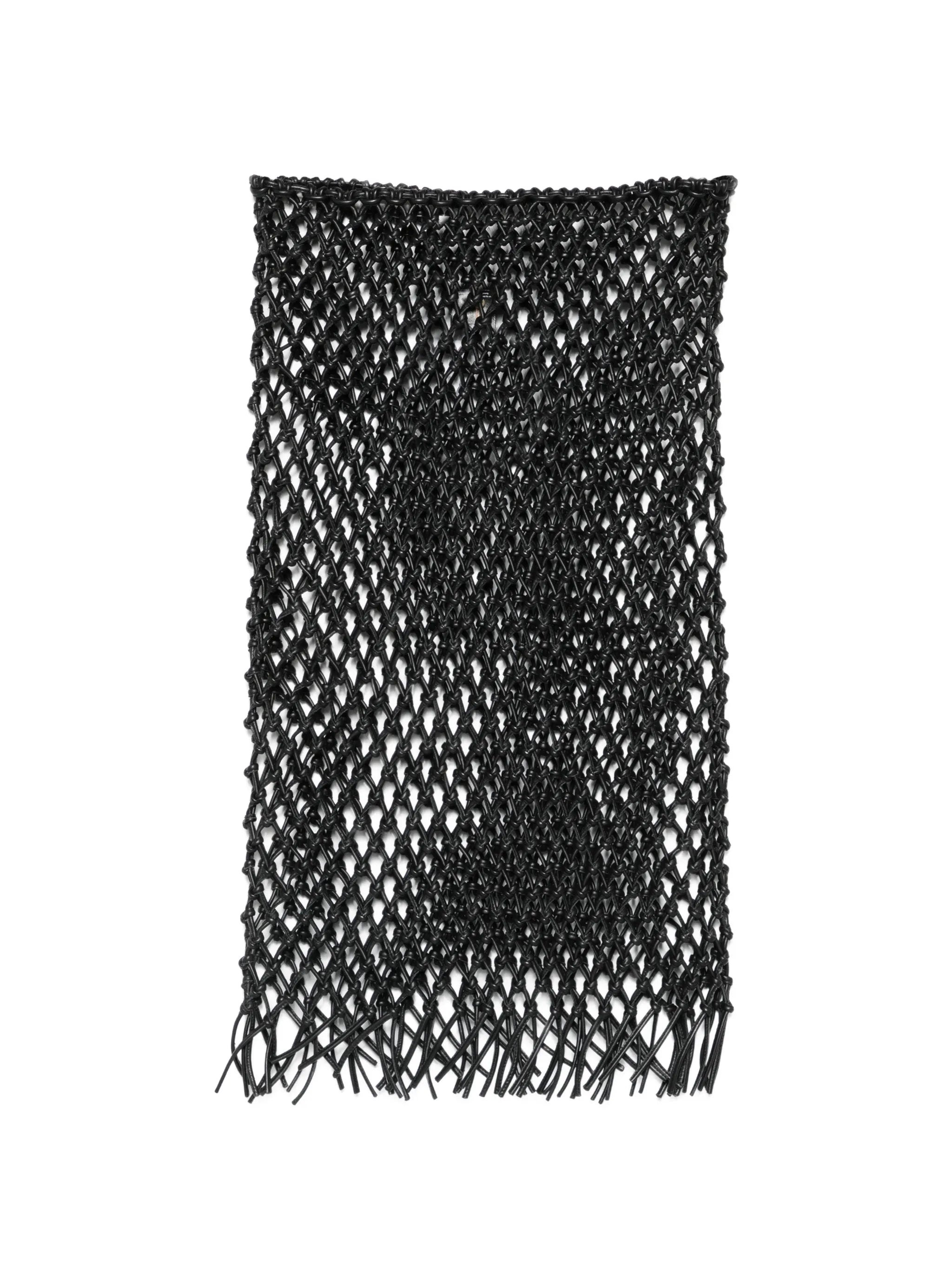 Nelaya macramé leather midi skirt