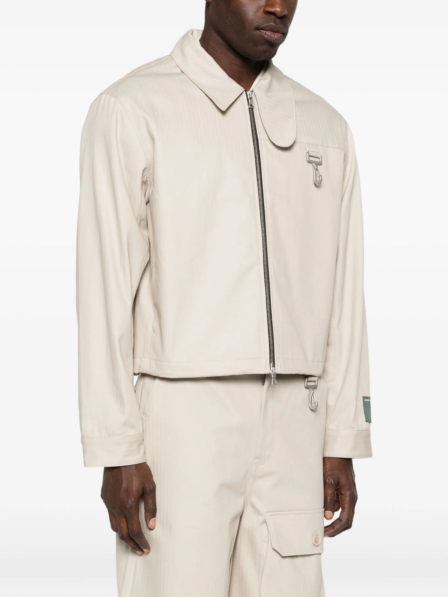 herringbone zip-up jacket