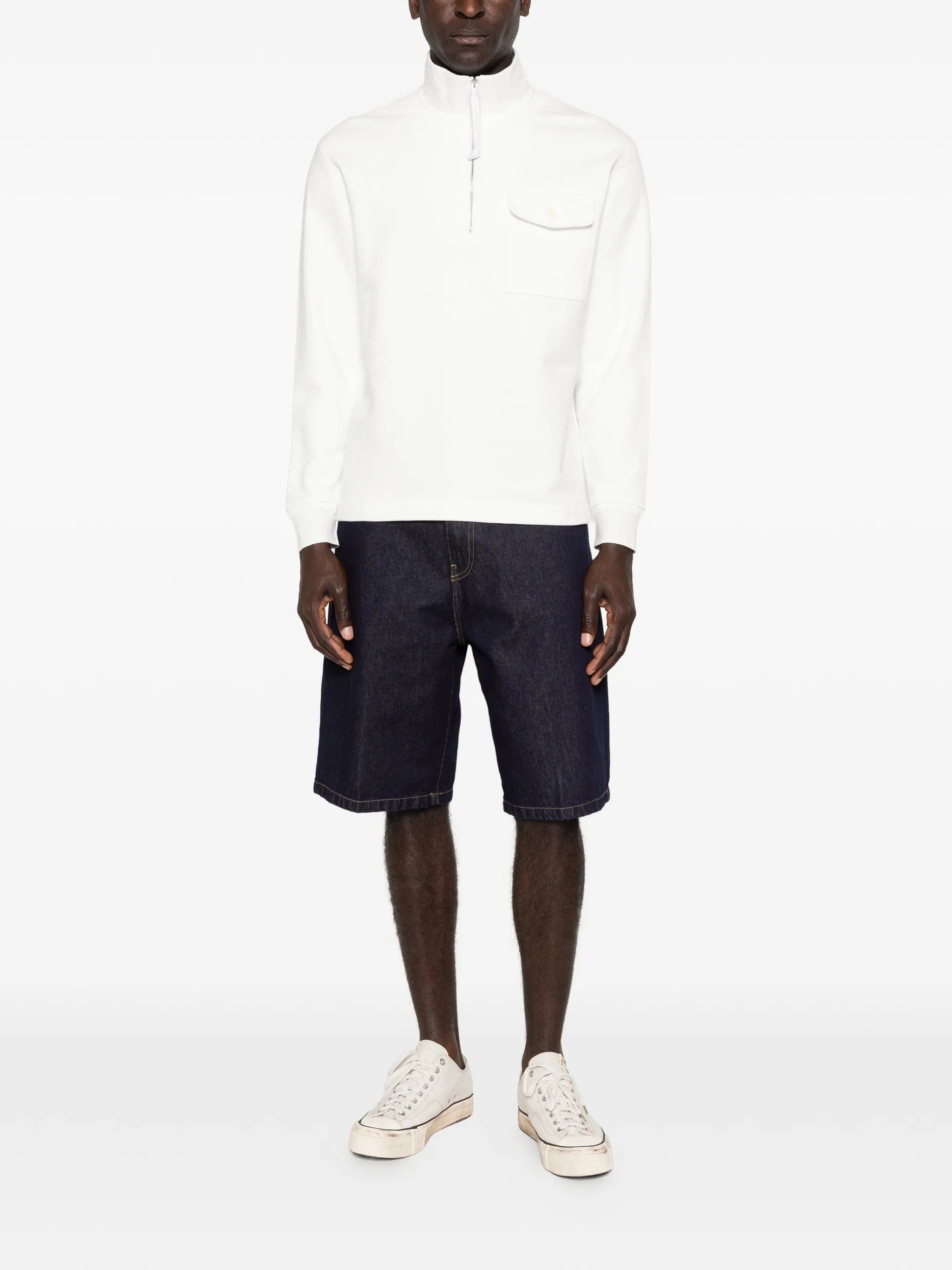 haf-zip chest-pocket sweatshirt