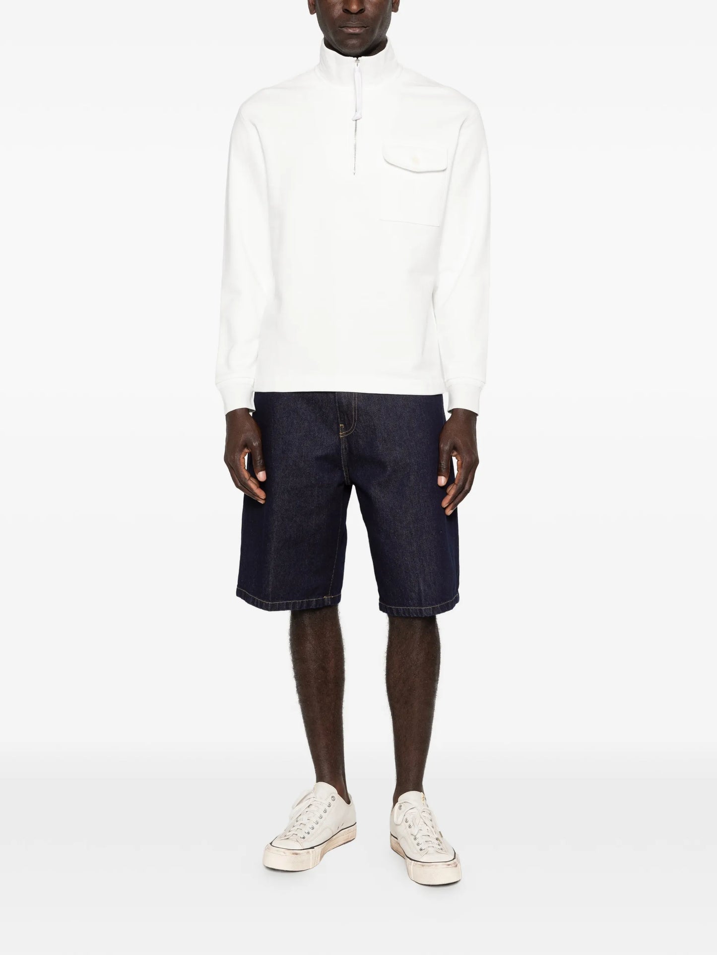 haf-zip chest-pocket sweatshirt