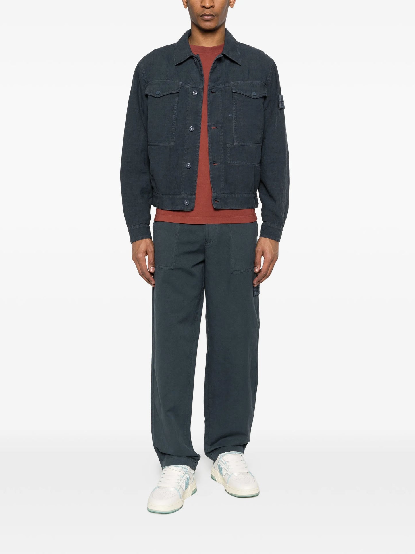 buttoned flap-pocket jacket