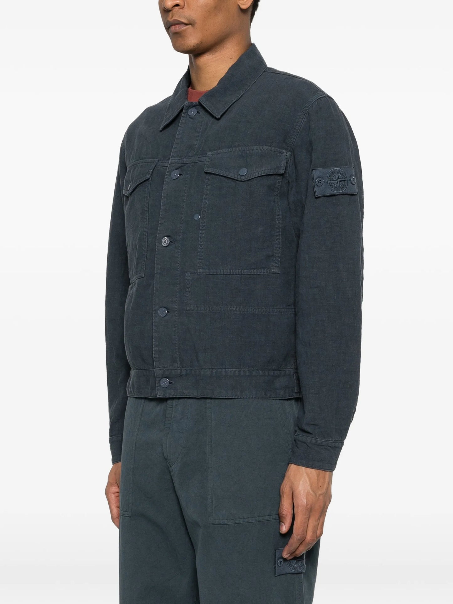 buttoned flap-pocket jacket