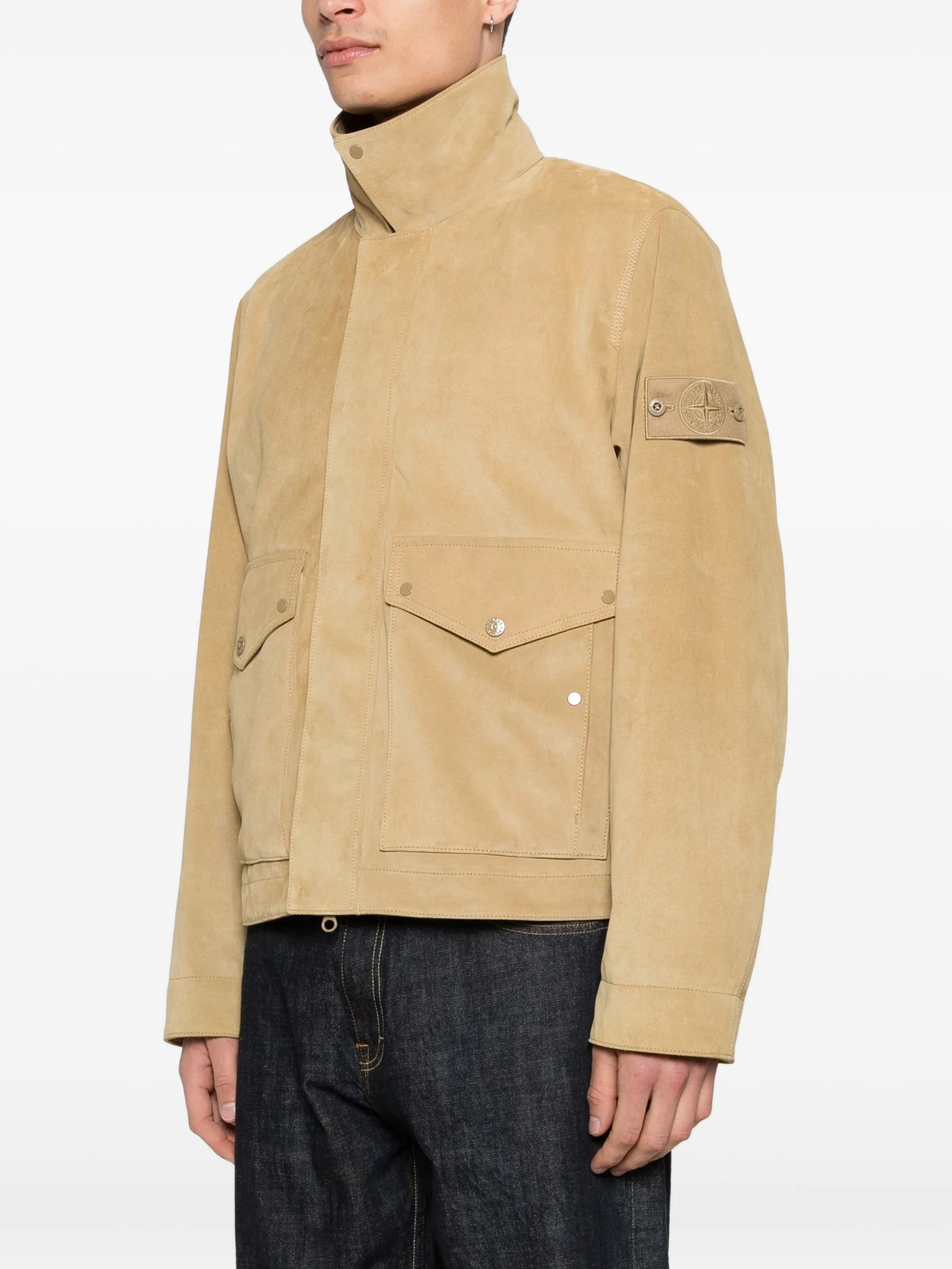 Compass logo suede jacket