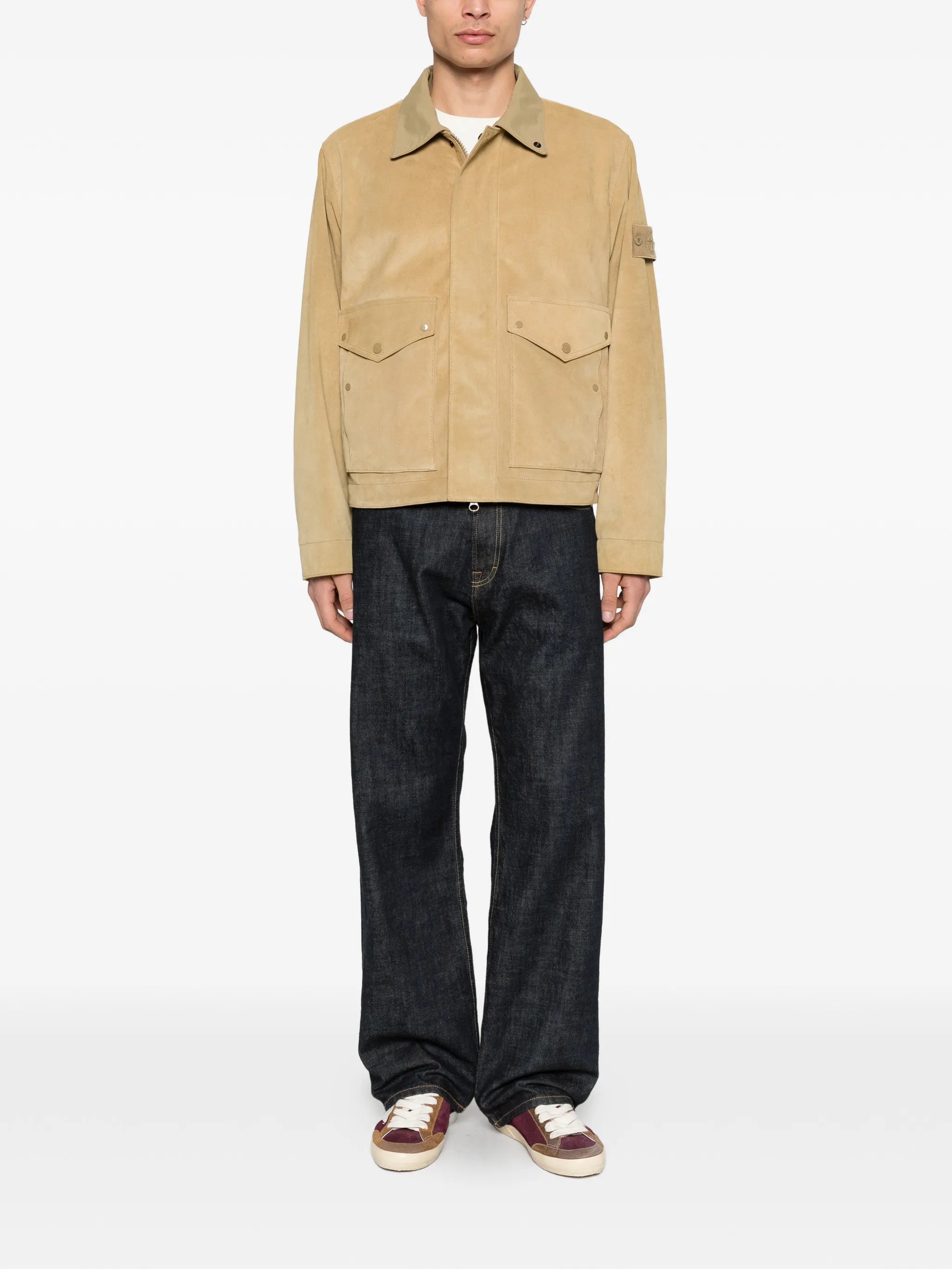 Compass logo suede jacket