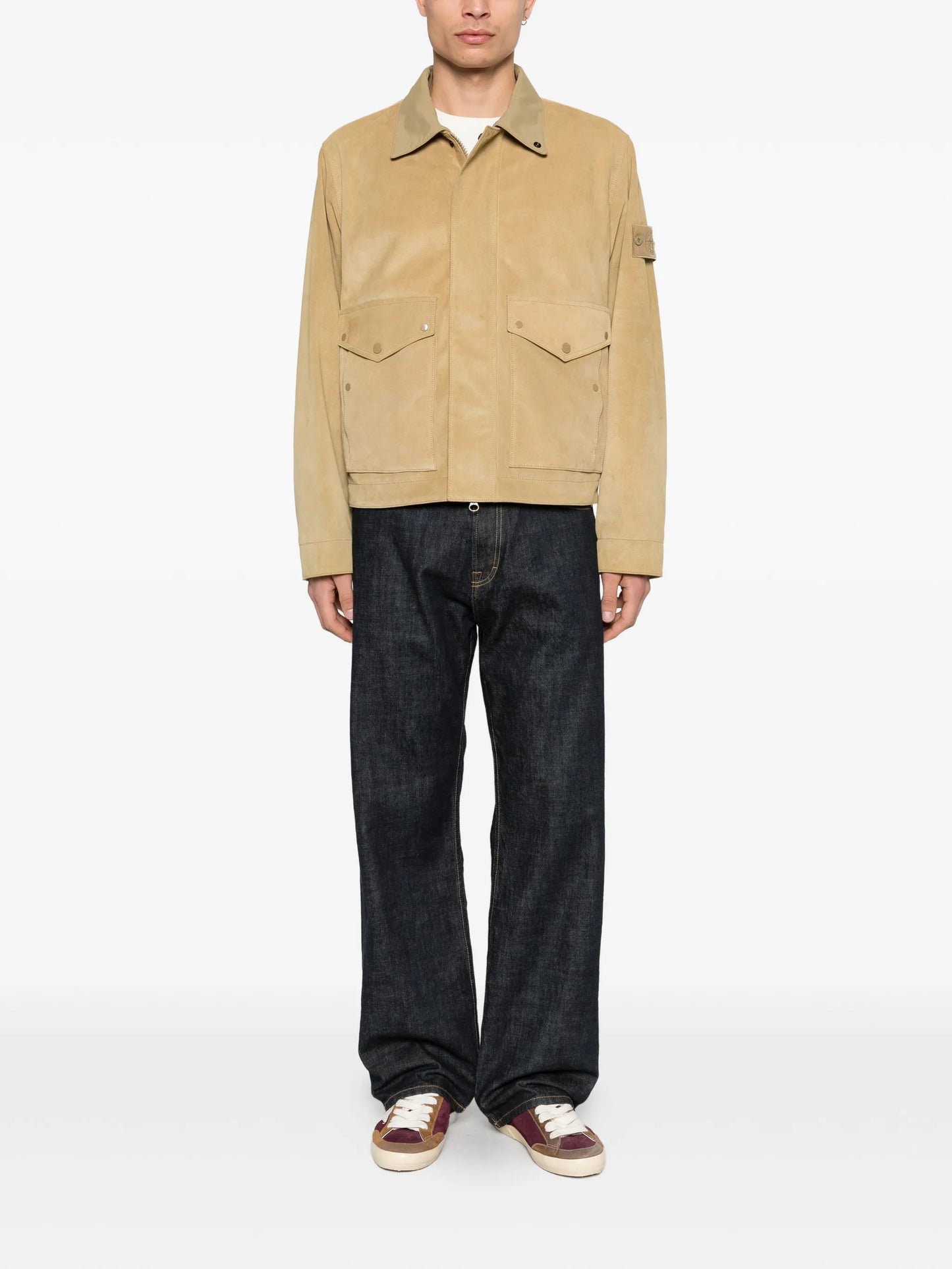 Compass logo suede jacket