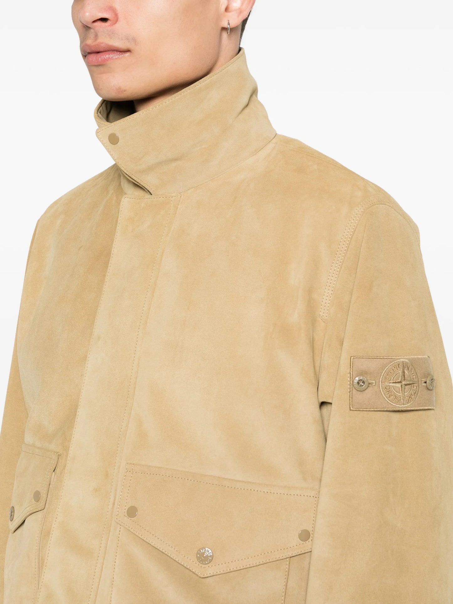 Compass logo suede jacket