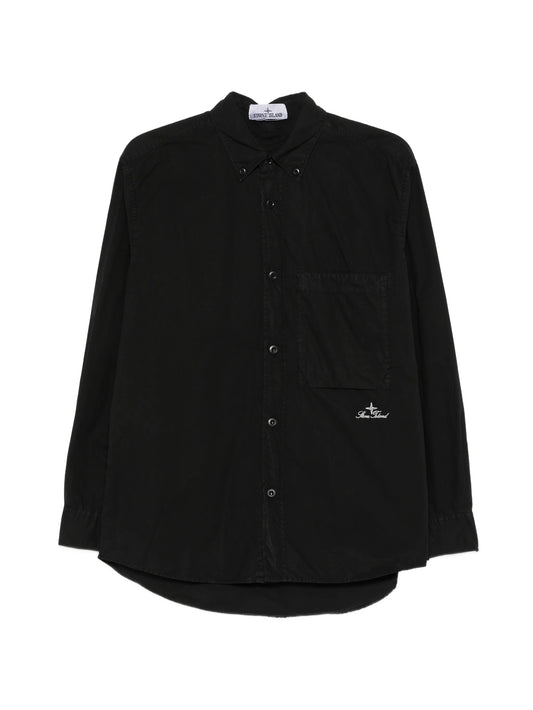 chest-pocket embroidery shirt
