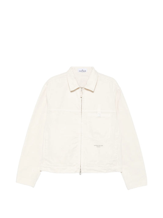 logo-embroidered shirt jacket