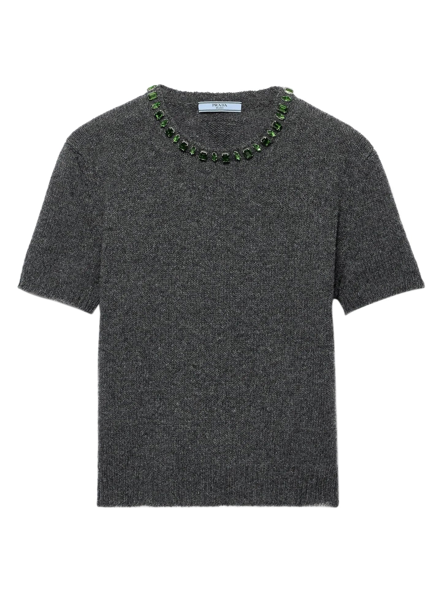 crystal-embellished short-sleeve sweater