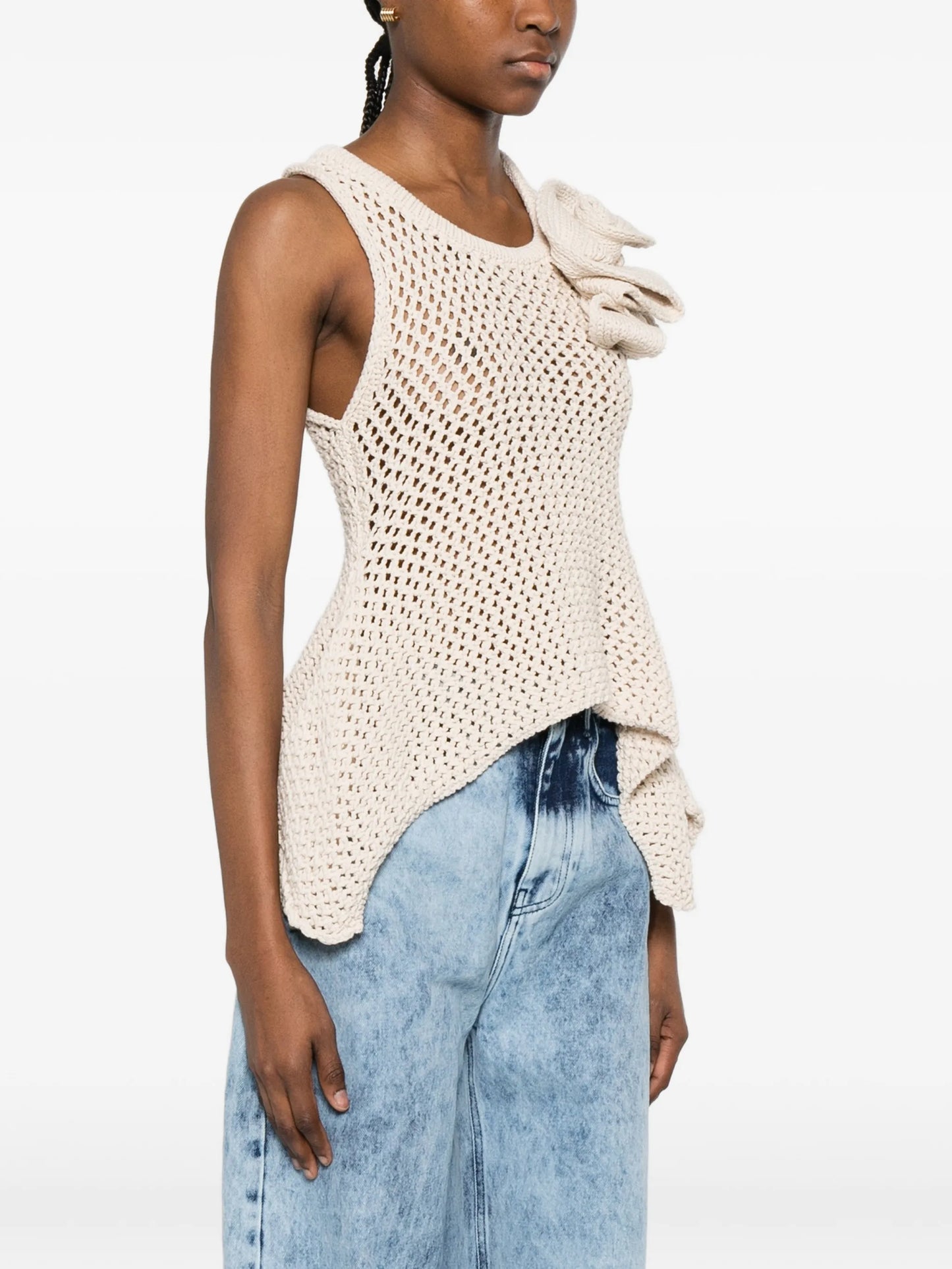 flower asymmetric knit top