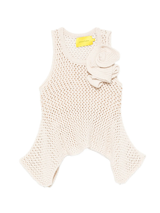 flower asymmetric knit top