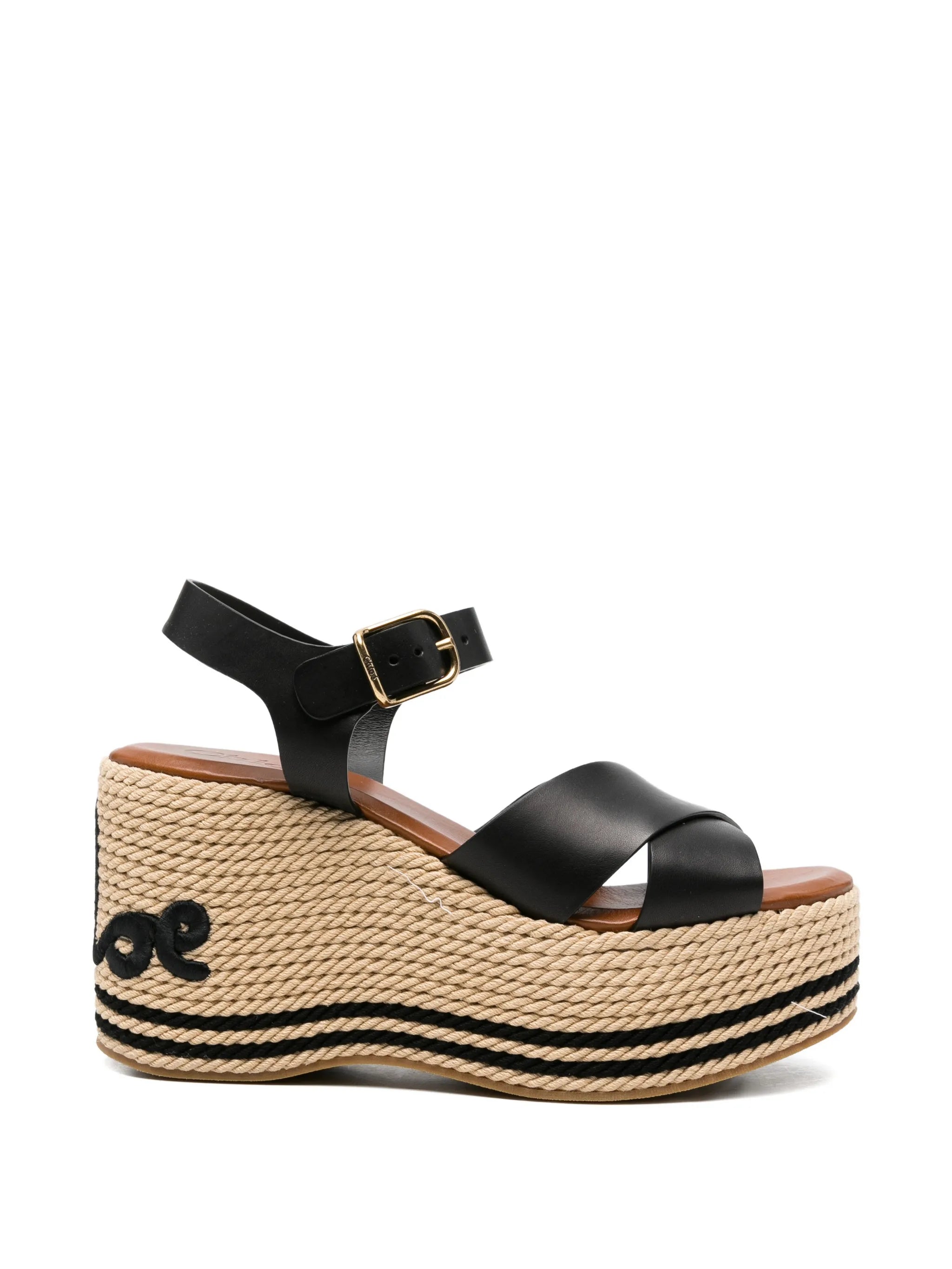 logo-embroidered platform-heel sandals