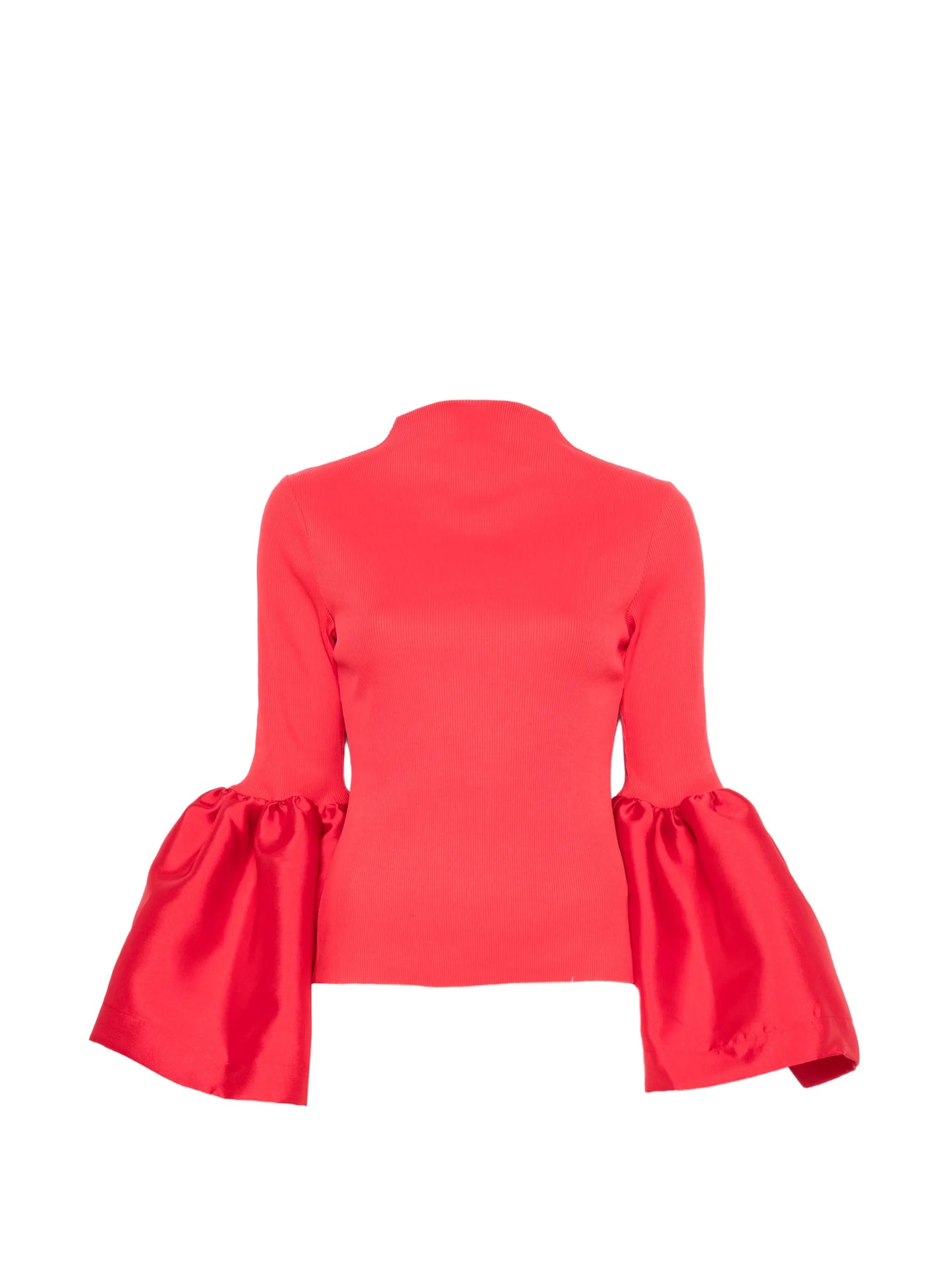 flared-cuff mock-neck top