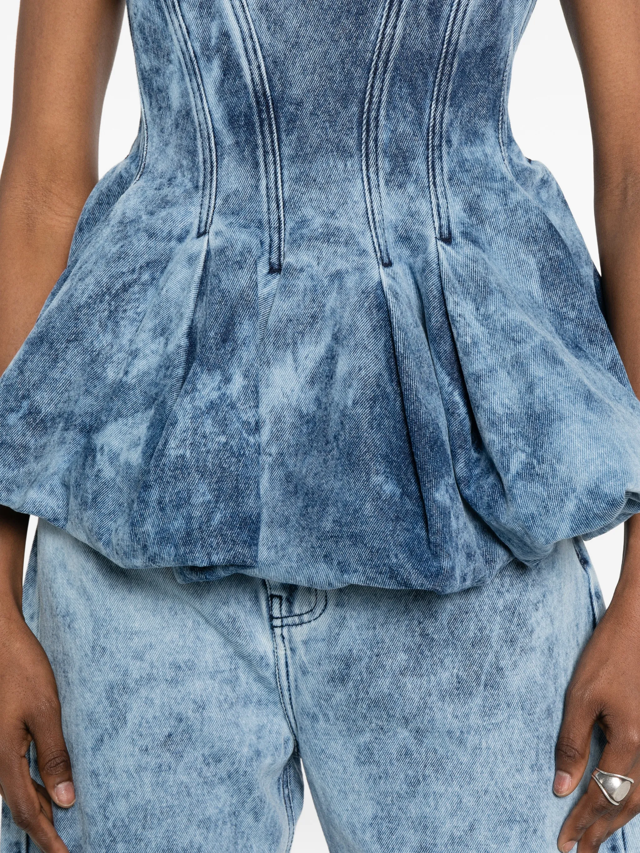 pleated acid wash top