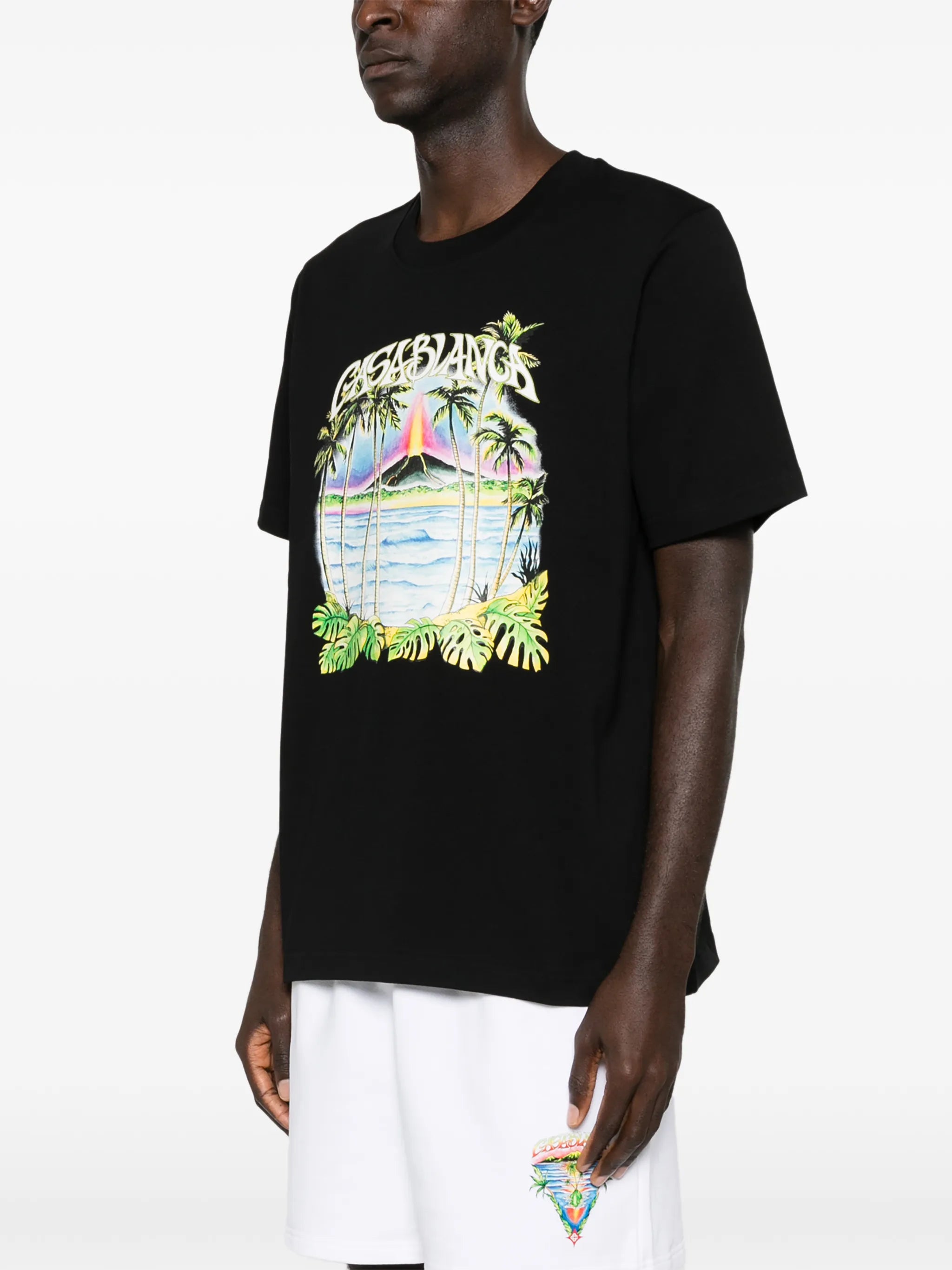 Volcano palm-tree tropical print T-shirt