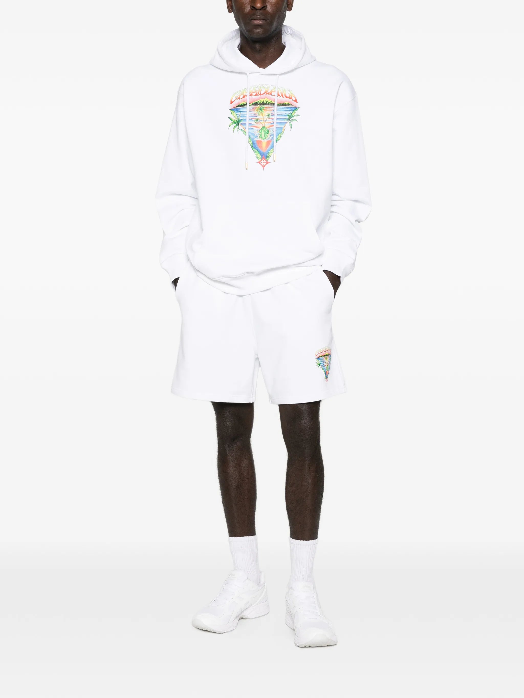 drawstring graphic track shorts