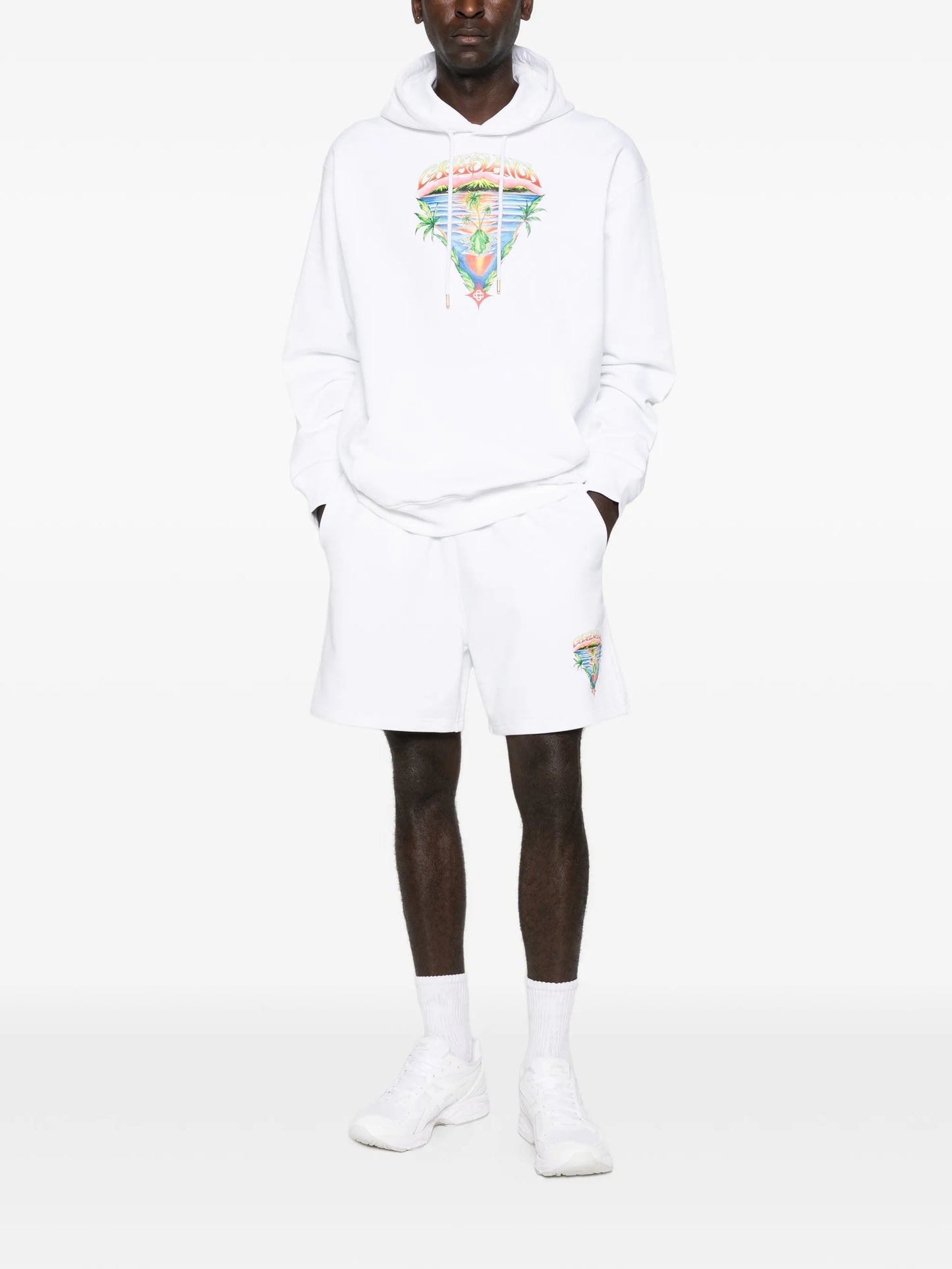 drawstring graphic track shorts