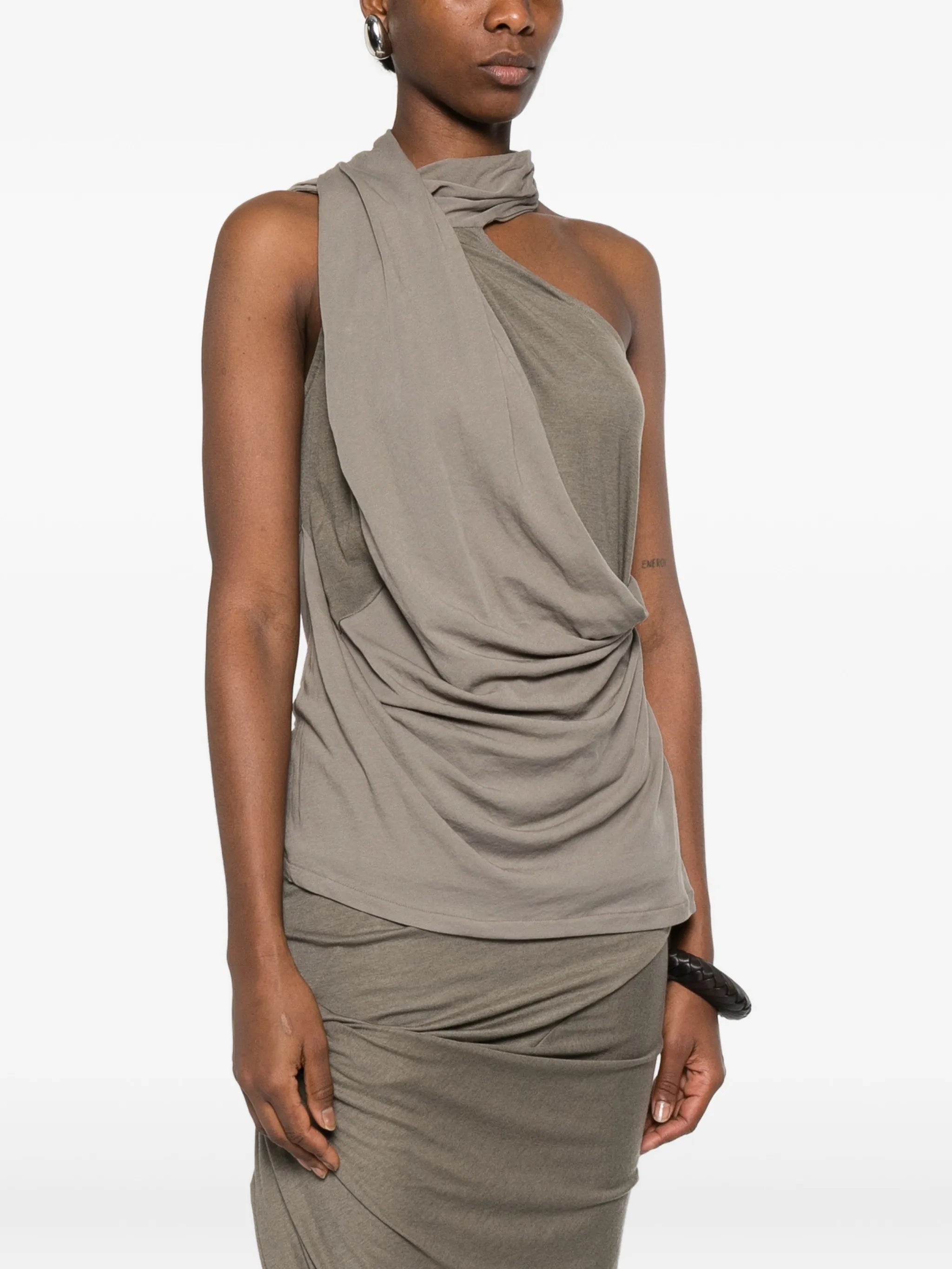 sleeveless draped-design top